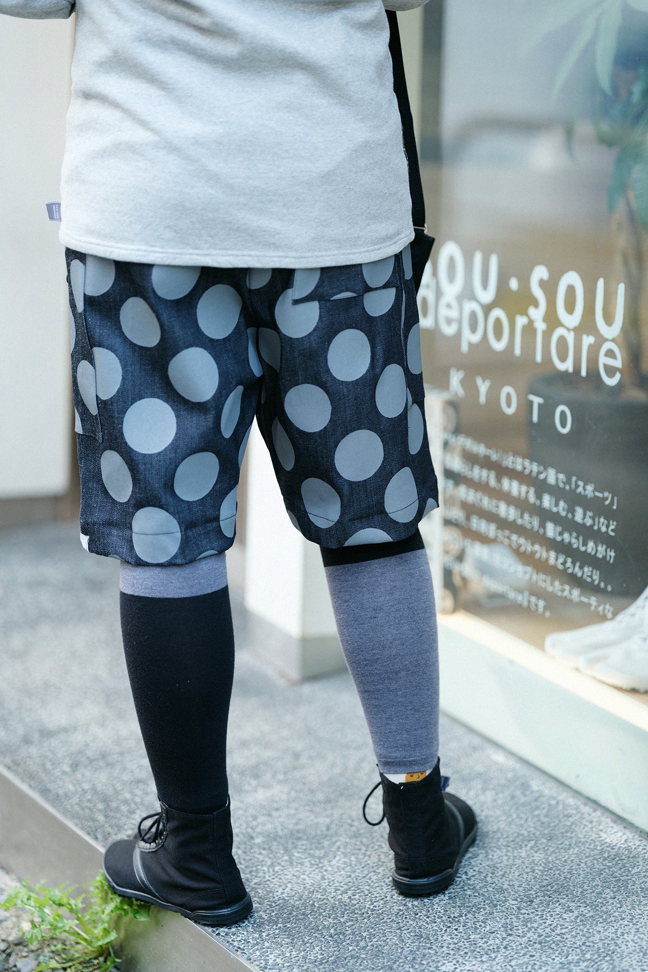 ストレッチデニム BIKEショーツ／インディゴ×KPD