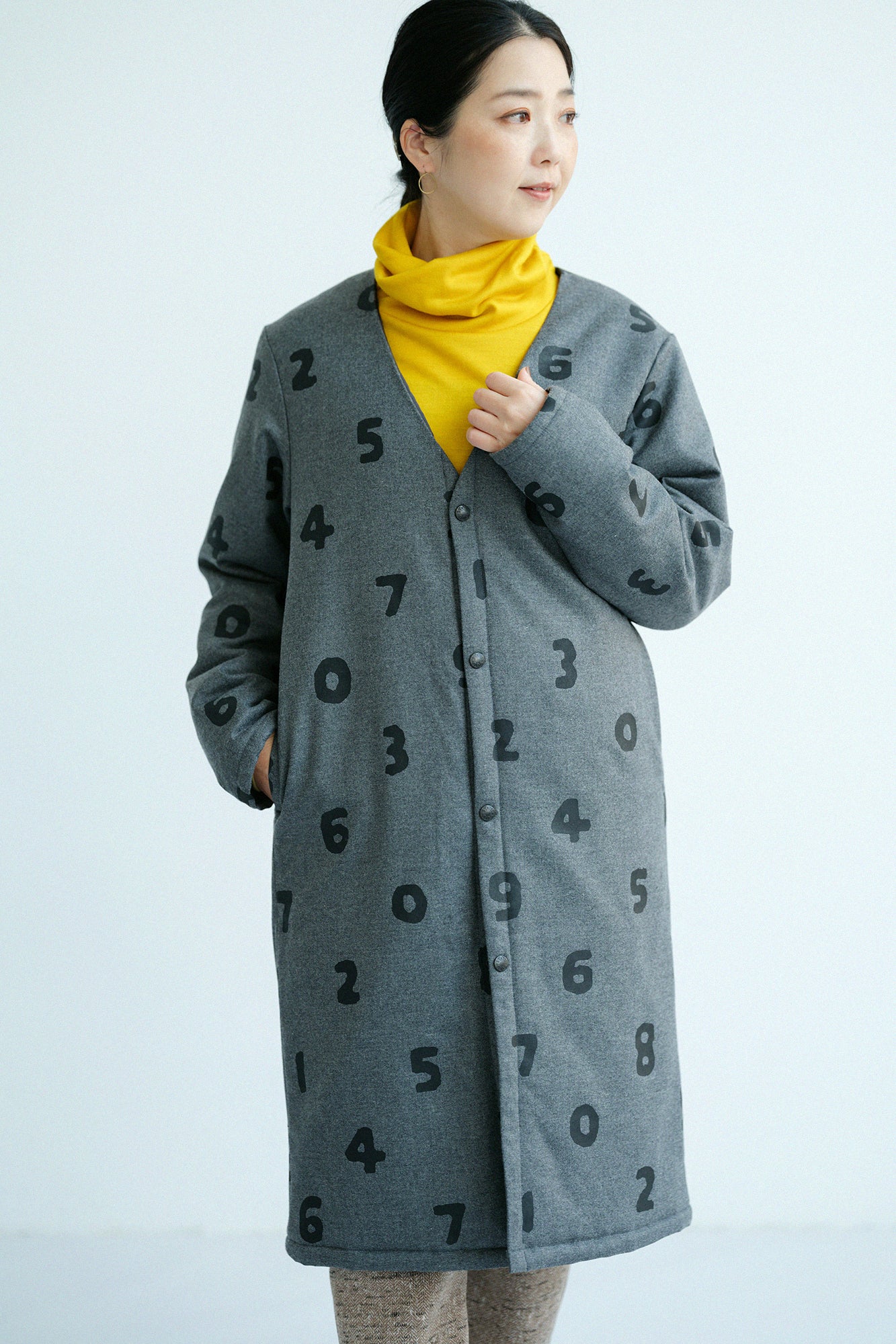 【Pre-order】Stretch Flannel Collarless Padded Coat／SO-SU-U Dark Grey（※Scheduled to be shipped around Dec 9）