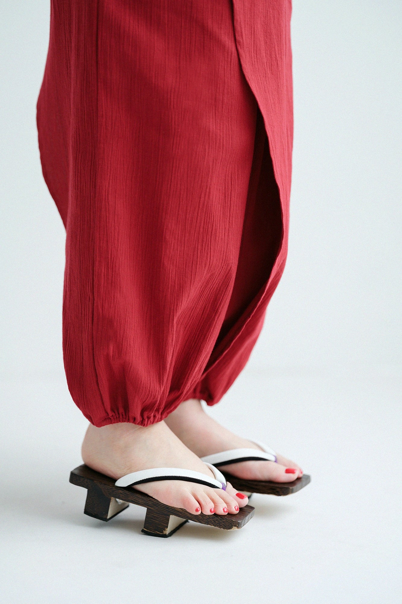 【Ships ard. 4/21】Chizimi Cotton 20/20 Wrap Harem Pants  / Dark Red