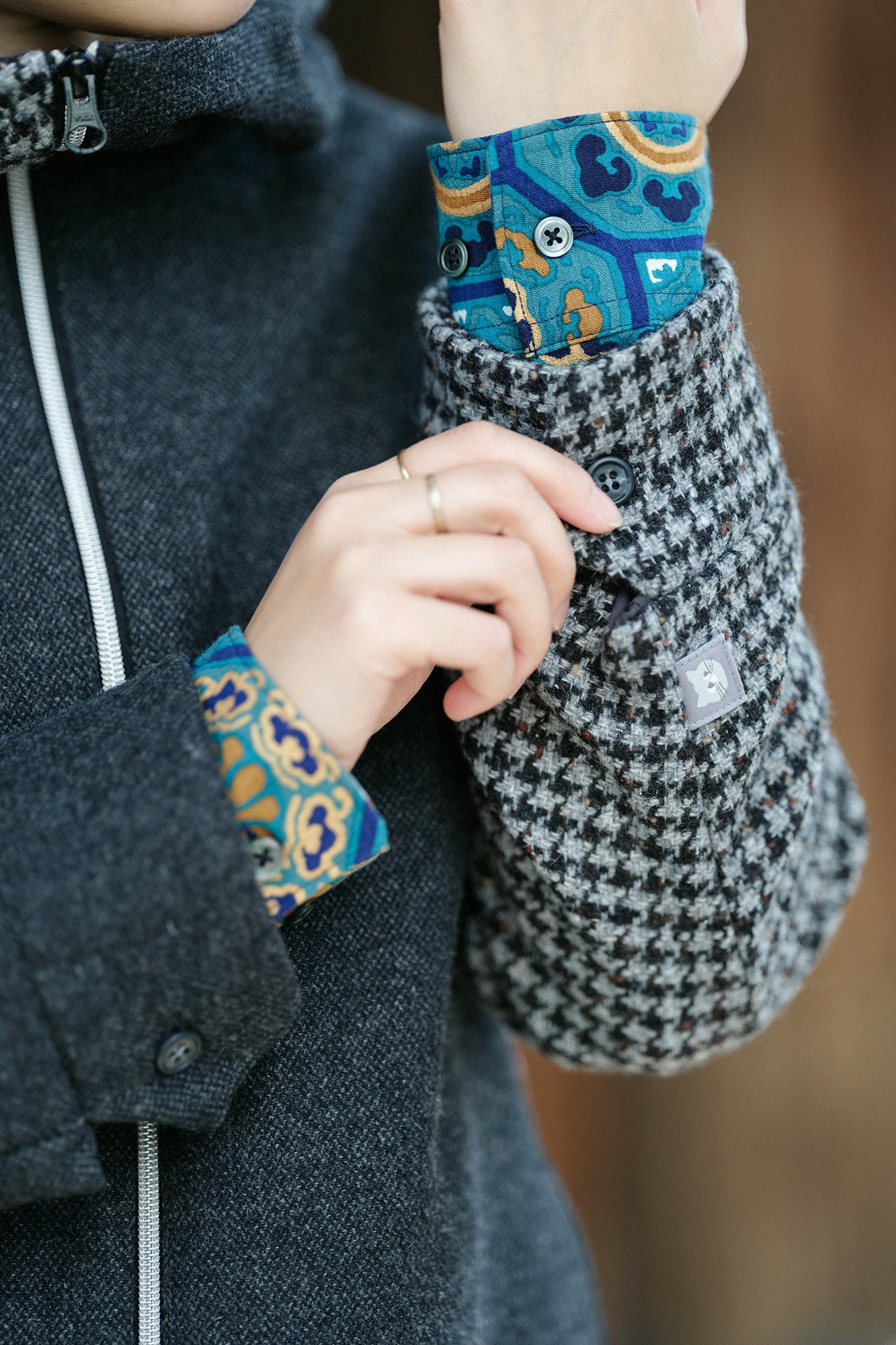 CBN Wool ZIP UP Hooded Jacket／Dark Grey 