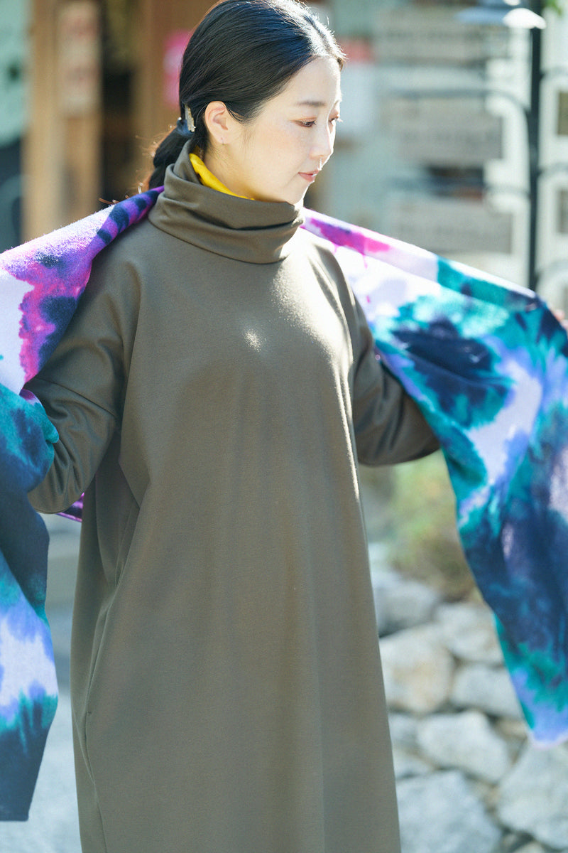 【預購】高領長袖連身裙 超長版