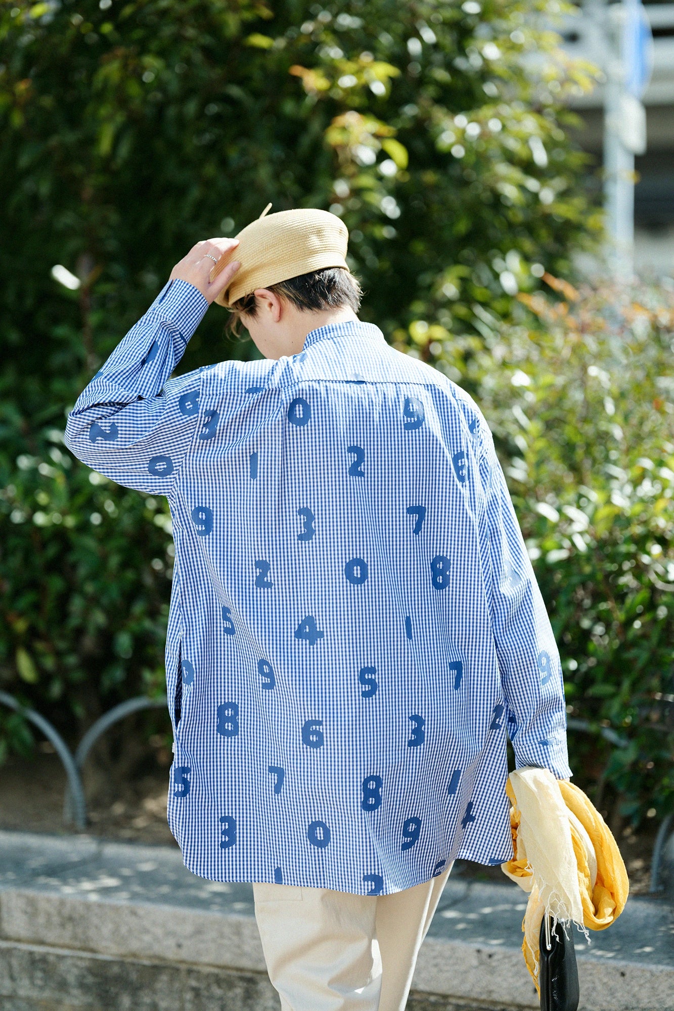 [Versand voraussichtlich um den 17. März] Extra langes Baumwoll-Tunikahemd mit Stehkragen R.H/SO-SU-U blaues Karo