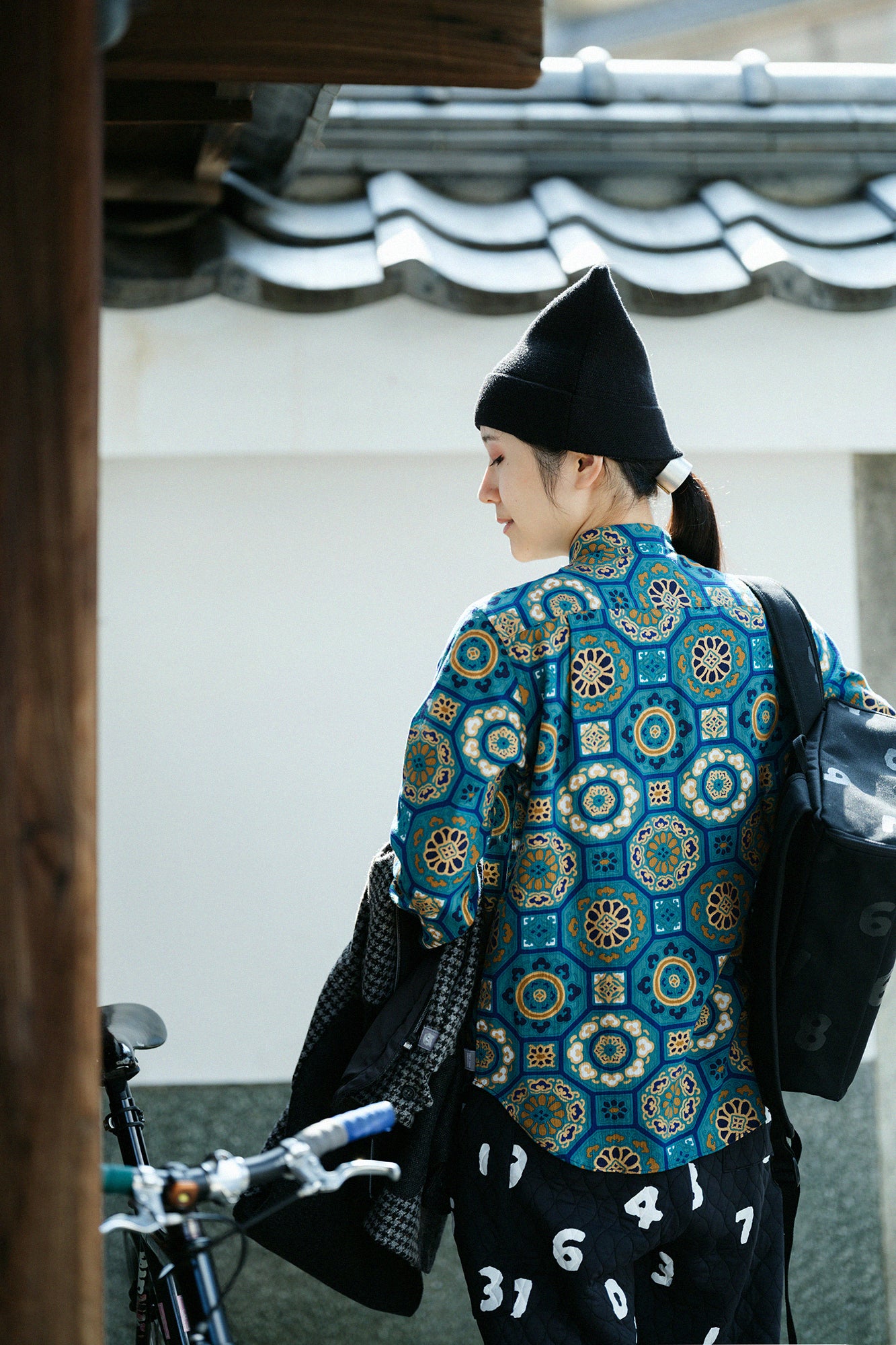 depoニャン ジャガード ニットキャップ／ブラック