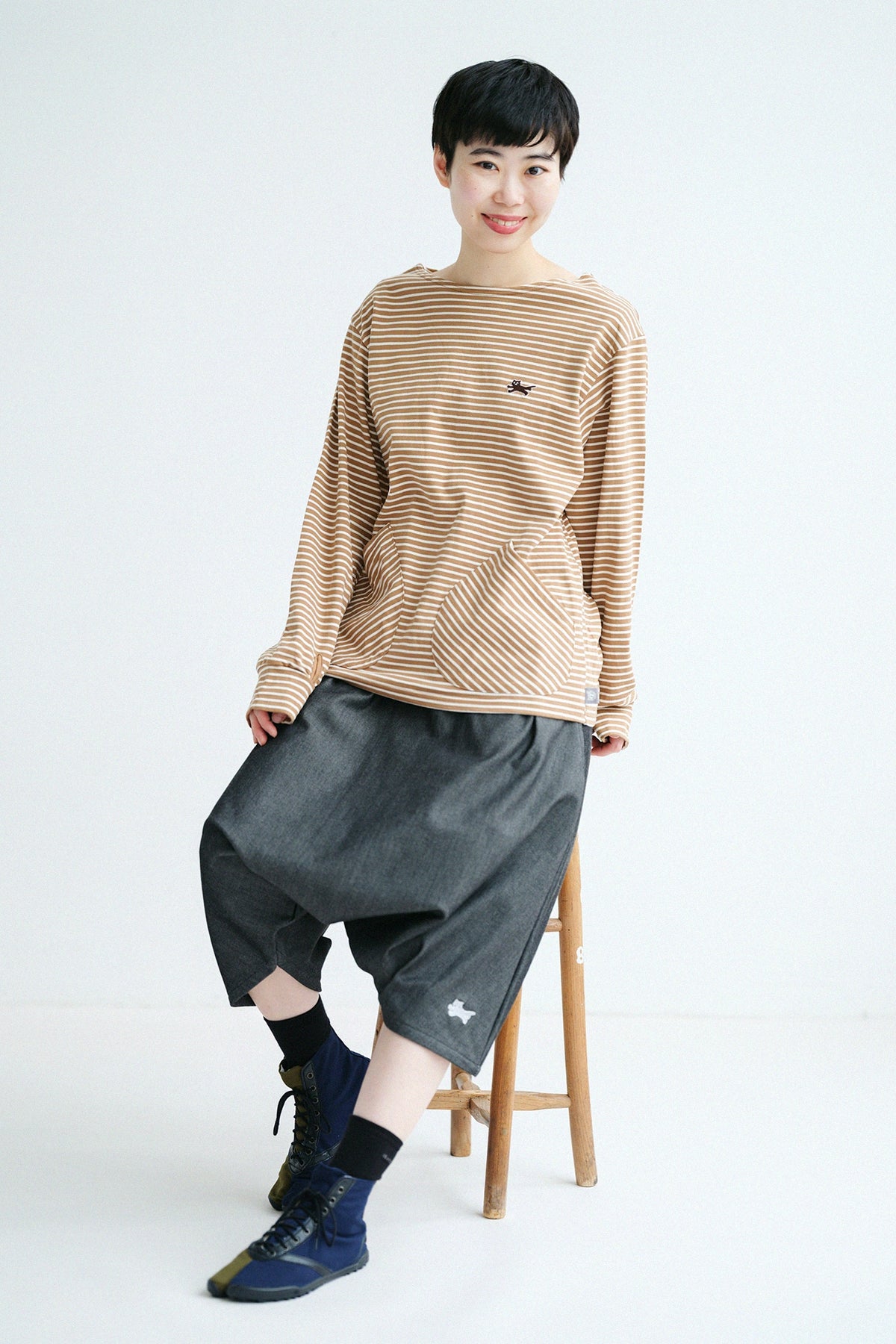 '身長：'164cm,'着用サイズ：'S,'※洗濯後寸法のものを着用'
