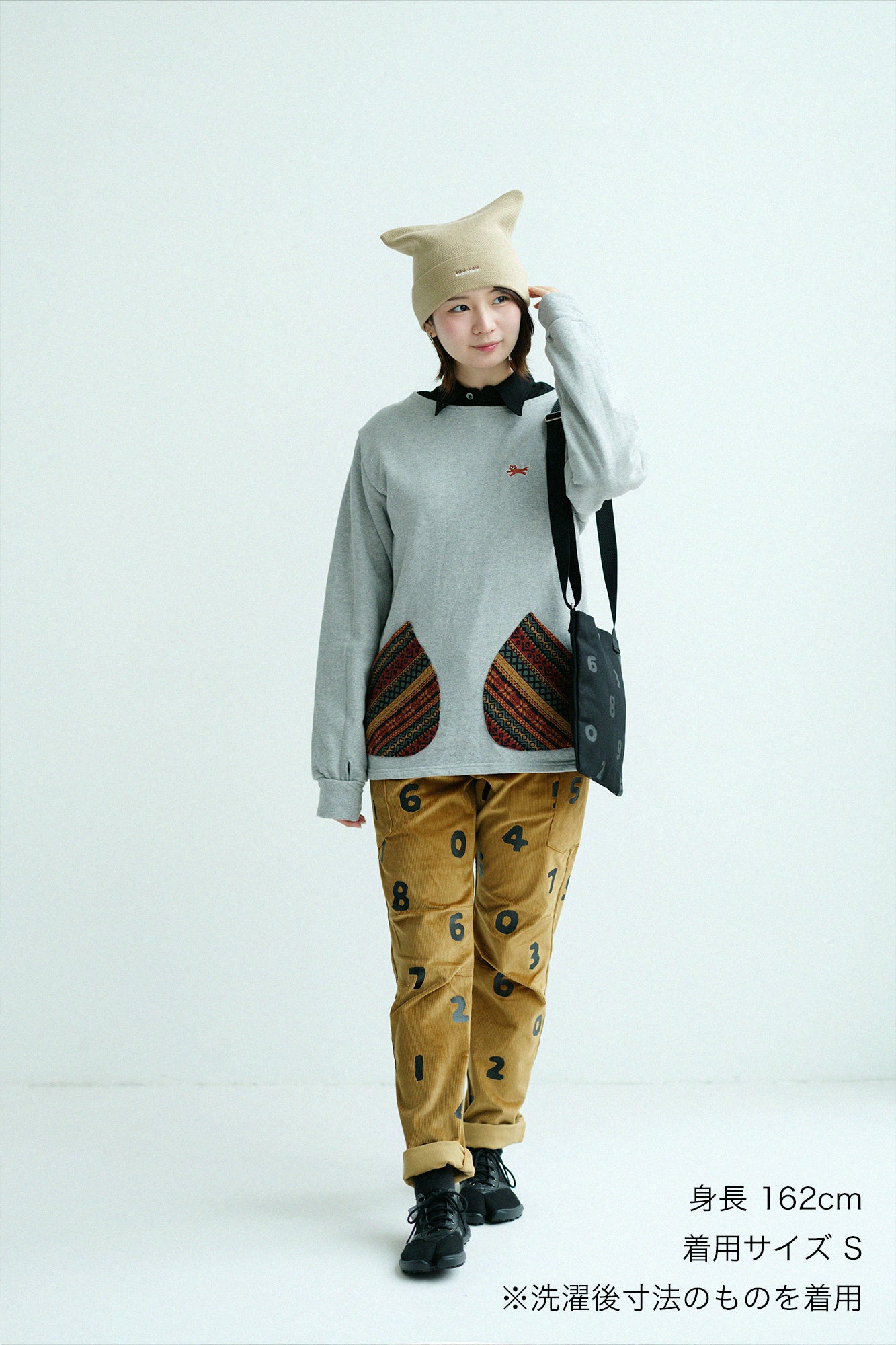 Fleece Boat Neck Sweat Shirt／Heather Grey×Terra Cotta JQ