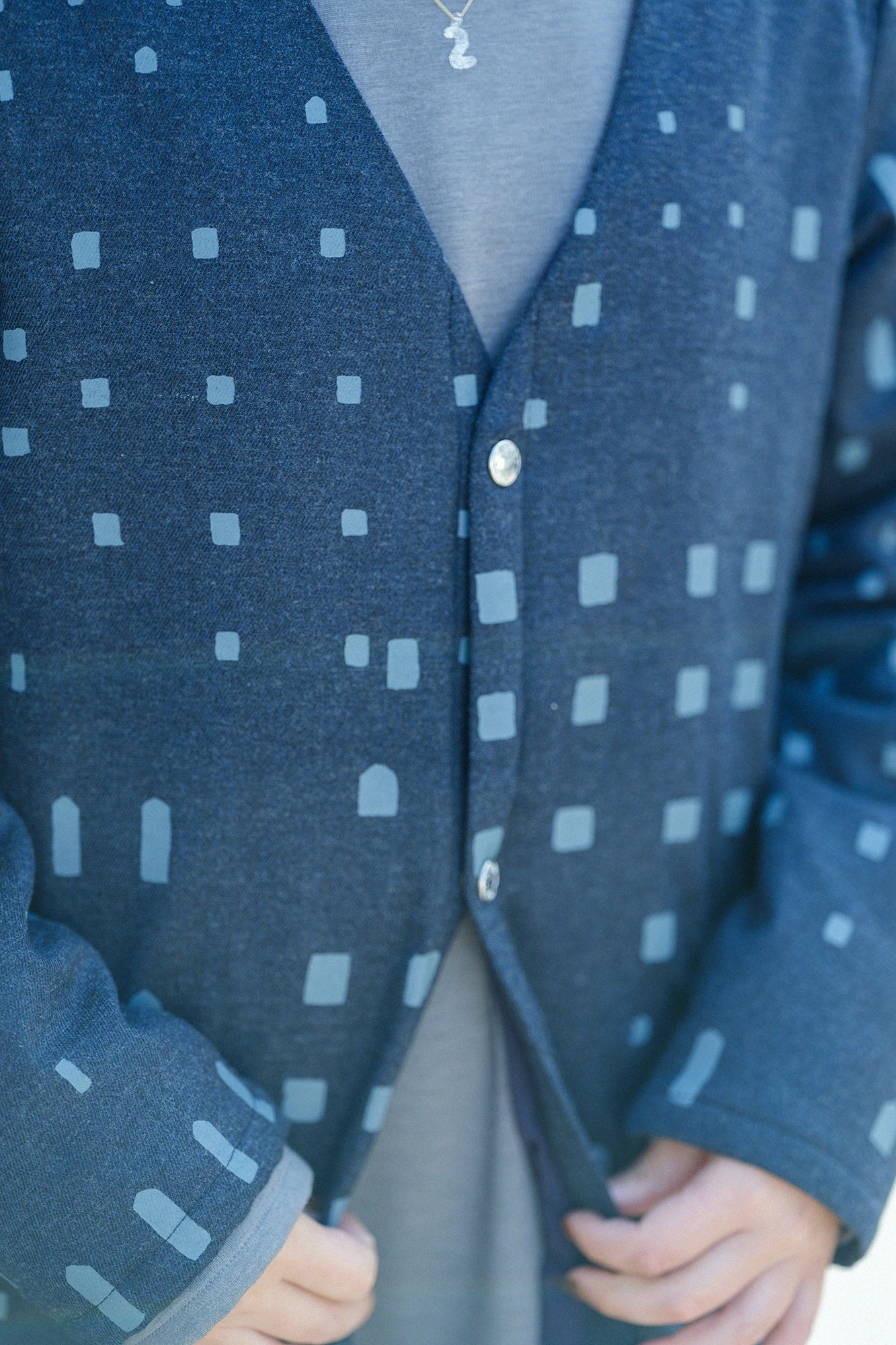 【Pre-order】Stretch Flannel Collarless Padded Coat／Windows Dark Navy（※Scheduled to be shipped around Dec 9）