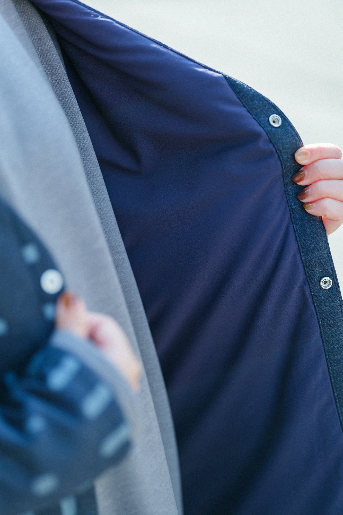 【Pre-order】Stretch Flannel Collarless Padded Coat／Windows Dark Navy（※Scheduled to be shipped around Dec 9）