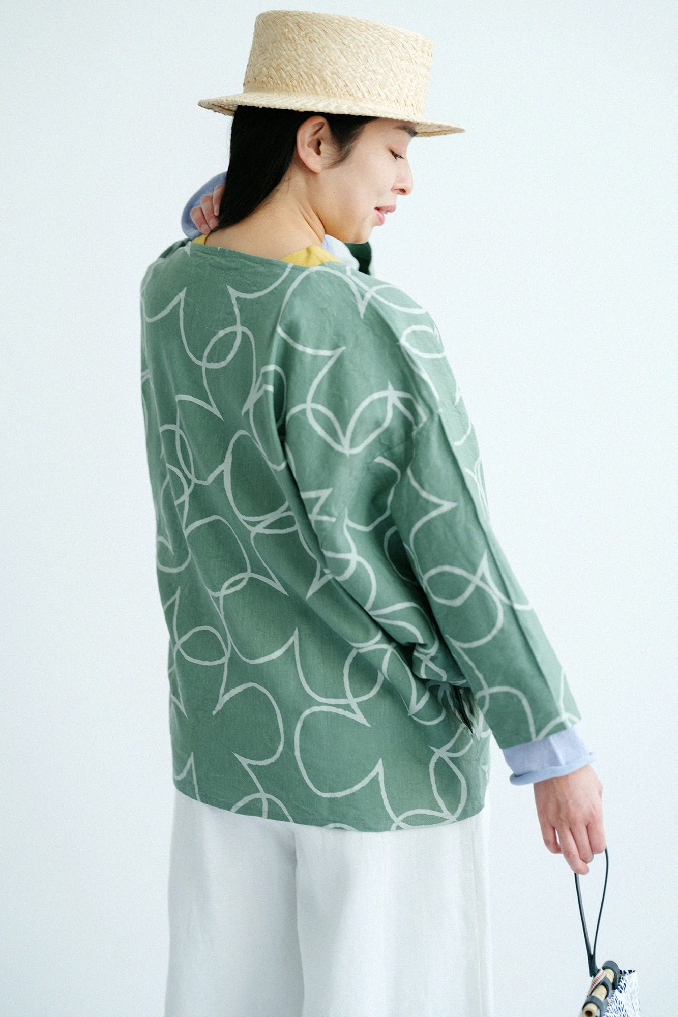 [Versand voraussichtlich um den 3. März herum] Quadratischer Naginata-Robe aus Leinen/Rayon/Happy Kusanagi