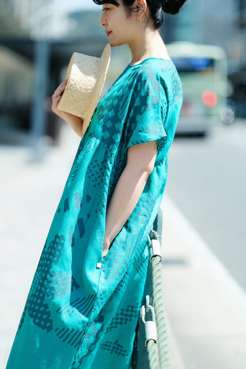 Chizimi Cotton Wrinkle One-piece Dress