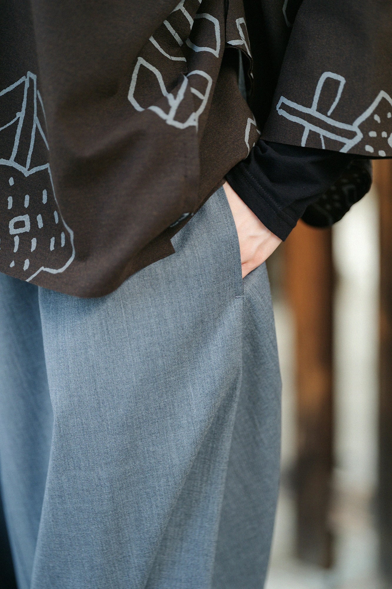 【Ships Ard 9/22】Wool Gabardine Fuji Pants／Dark Grey