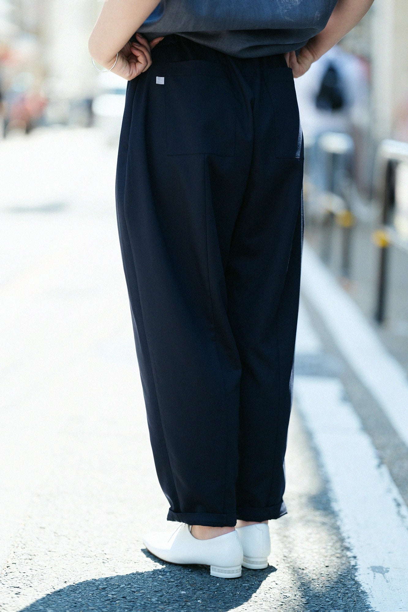 Stretch-Tencel-Twill-Laufhose/Navy-Schwarz