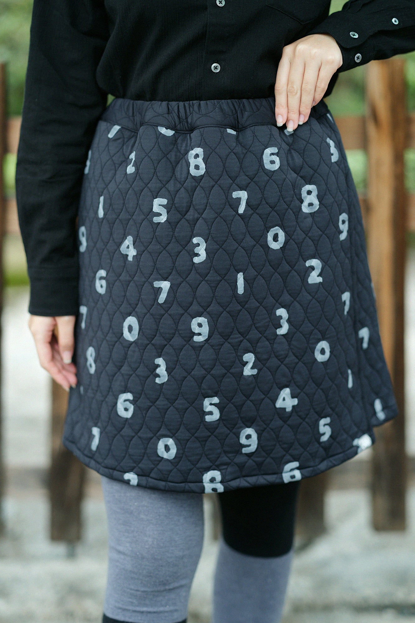 絎縫緹花 BIKE裙褲／SO-SU-U十數 黑色