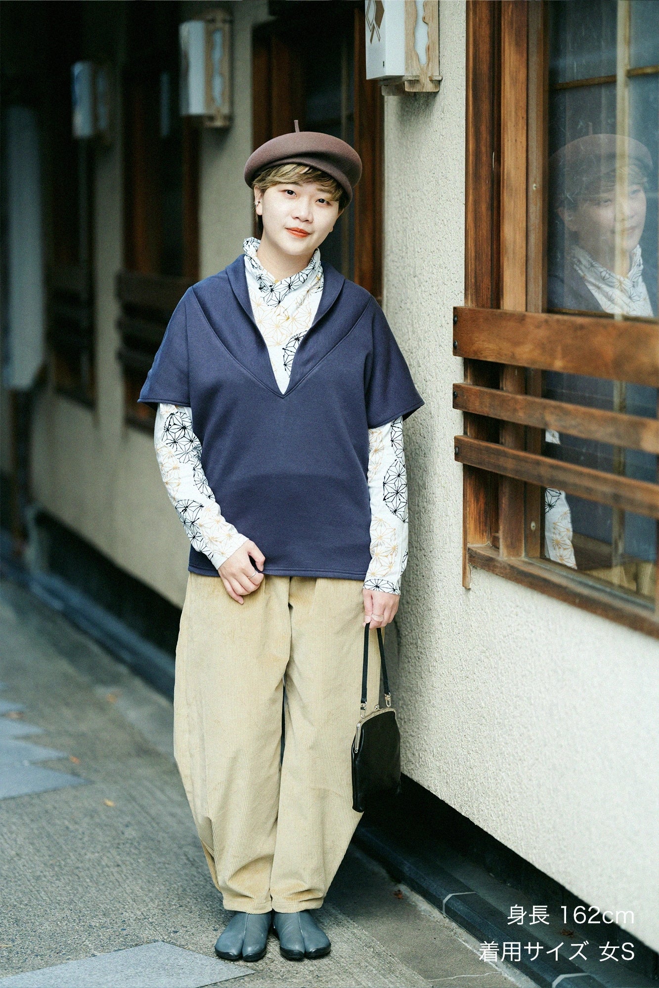 燈芯絨 畝 二褶 闊腿褲 蕾／榛果色