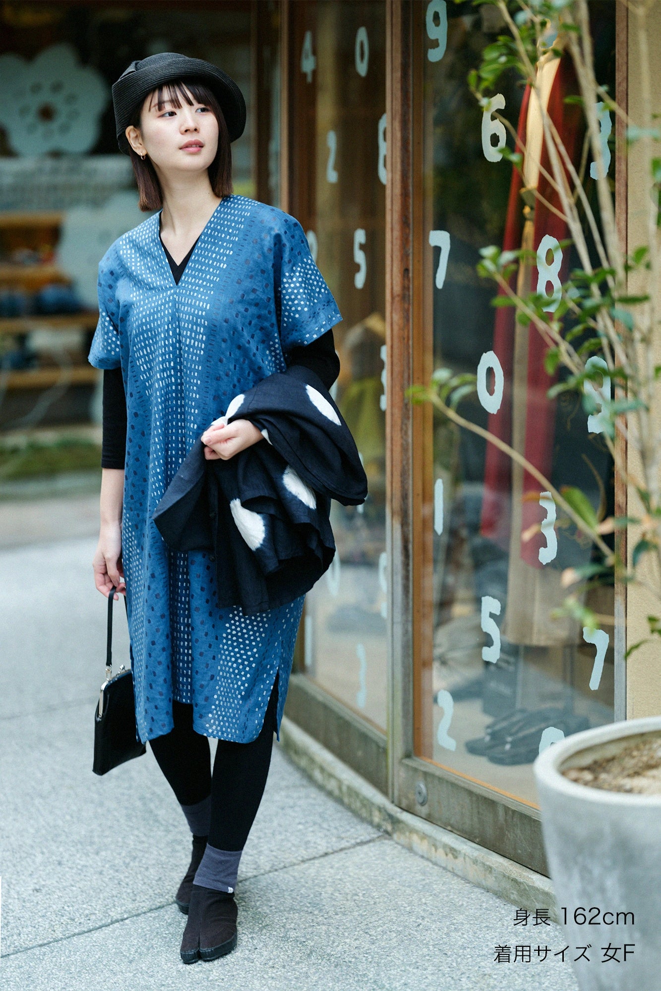 【Scheduled to ship around Mar 3】Linen Rectangular Dress Split Joint／Hail StripesAquamarine
