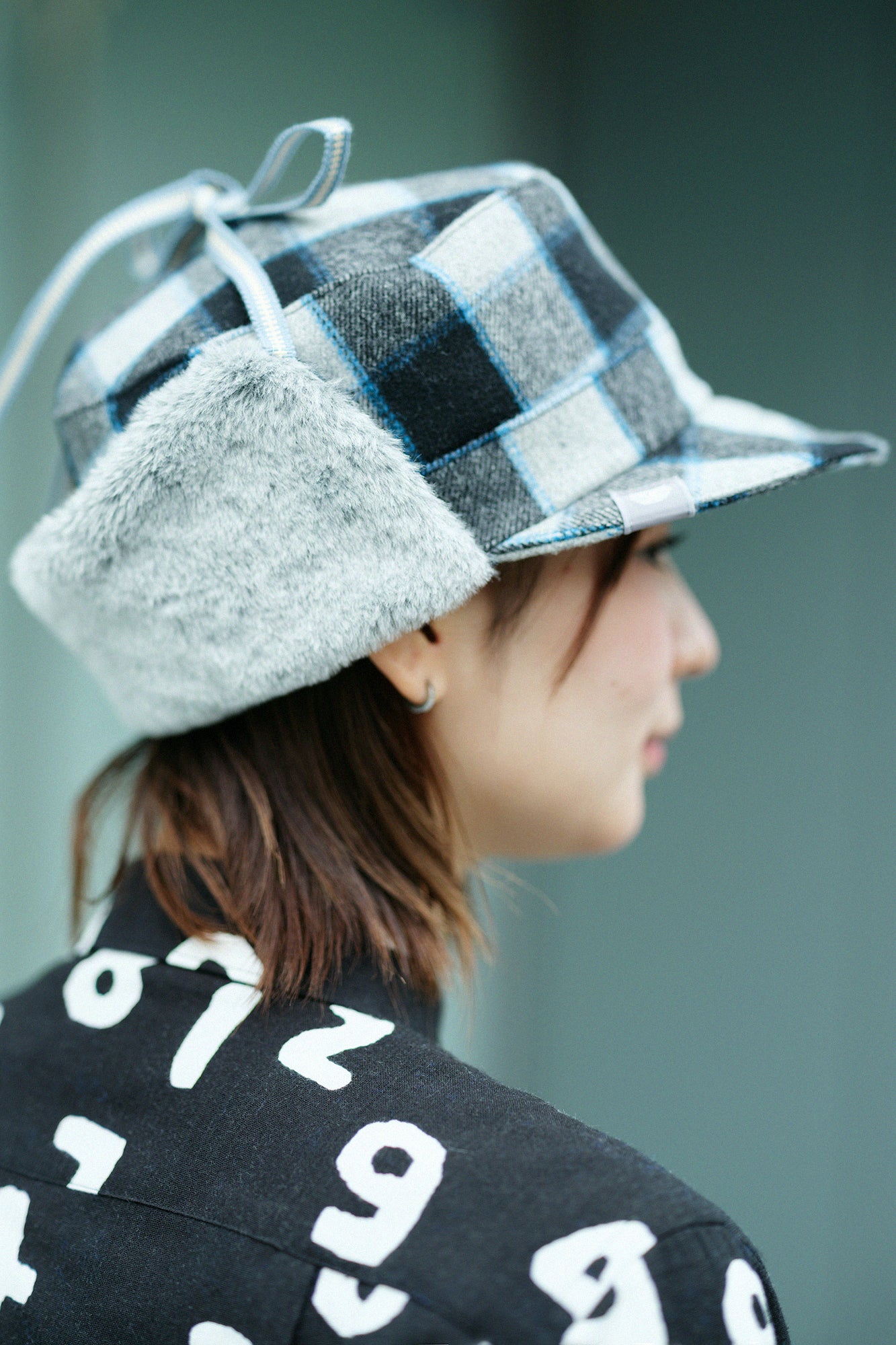 Wool Check Boa BIKE CAP／Blue Black×SO-SU-U