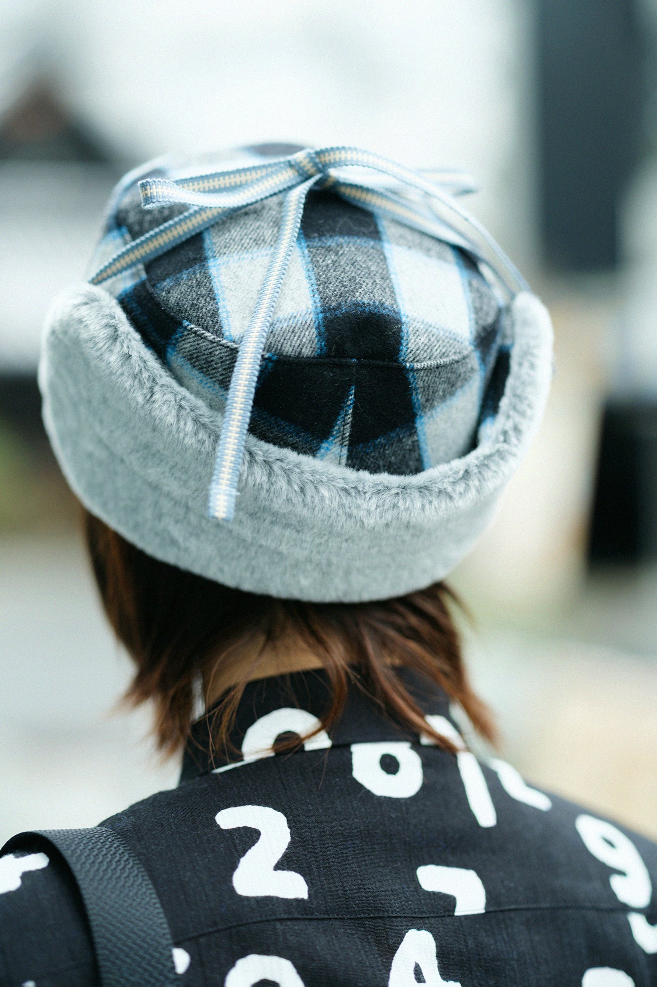 Wool Check Boa BIKE CAP／Blue Black×SO-SU-U