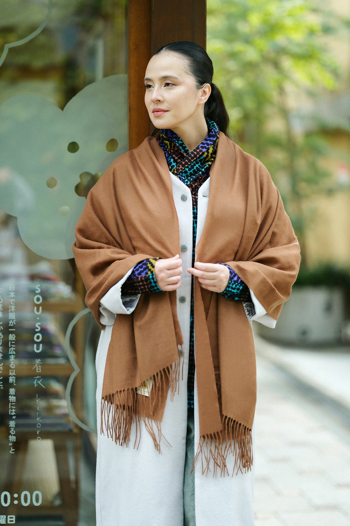 【Expédition prévue vers le 17 novembre】Bébé Câsh(R) Gaze Stole / couleur châtaigne 
