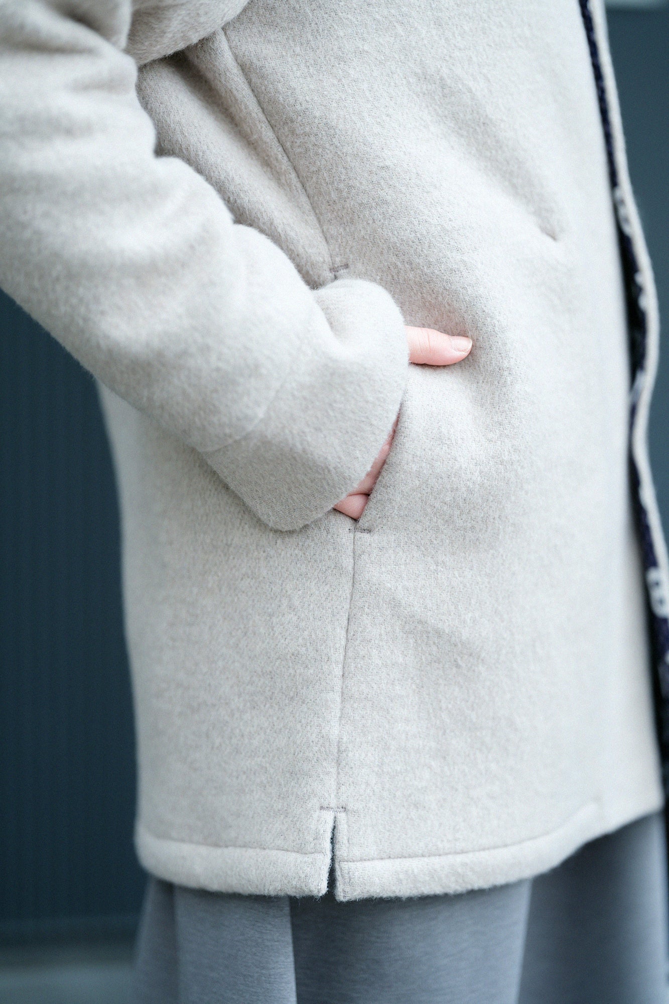 【預購】A.S 雙面羊毛 立領短外套／沙色×網代紋和SO-SU-U十數 昆（※預計於12月9日左右發貨）