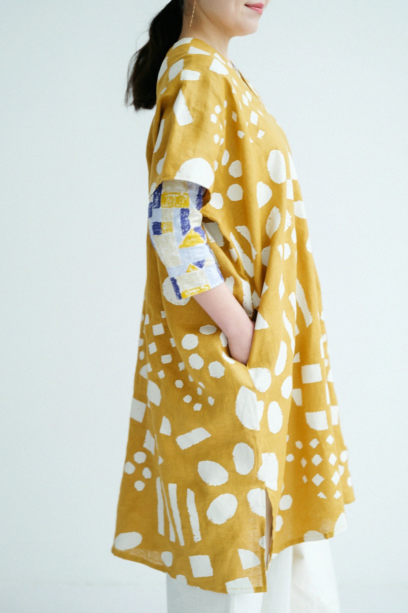 【3월 3일경 발송 예정】마 직사각형 원피스 후타츠미／우라라양(요우) 노란색 