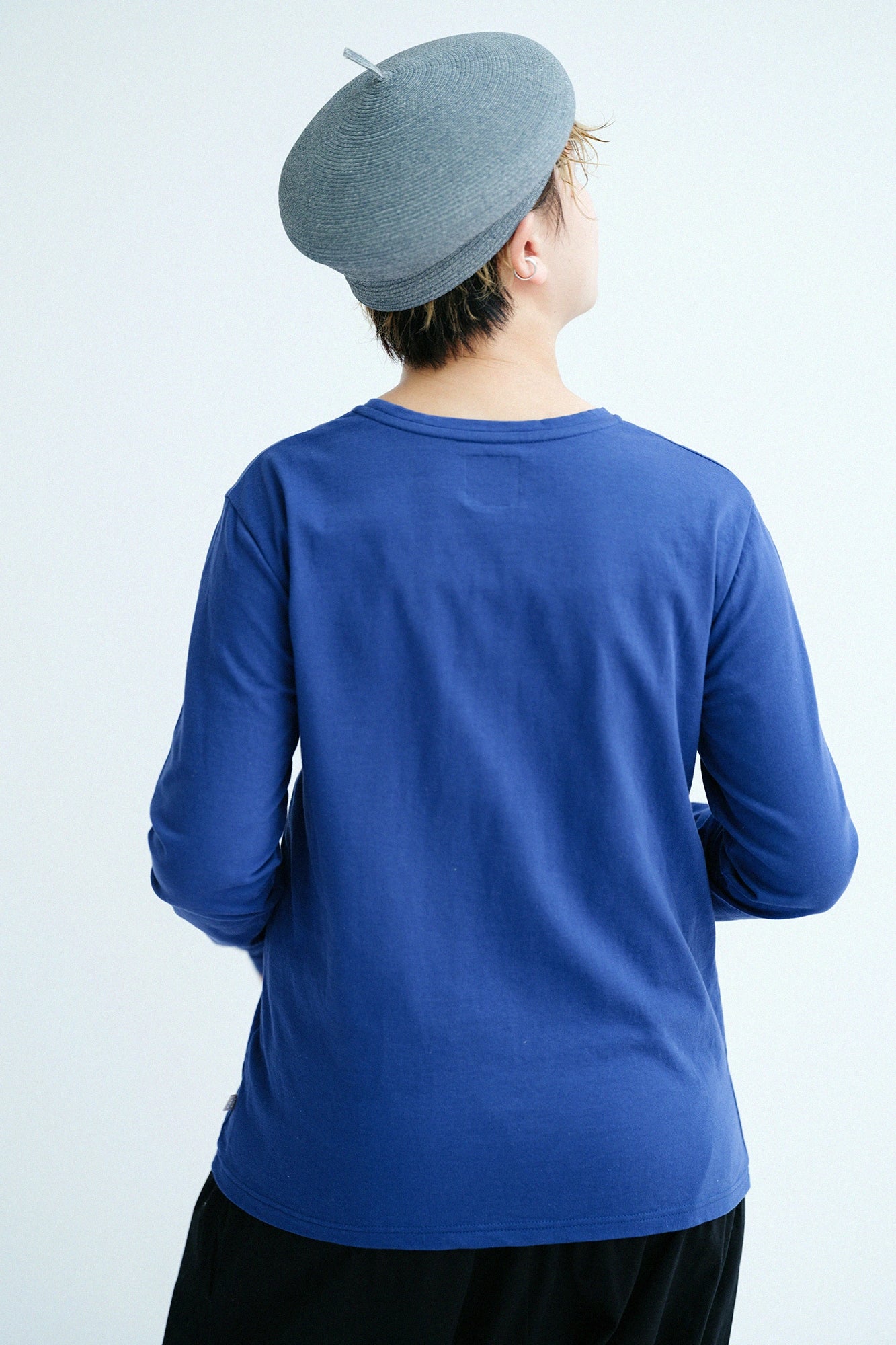 【3月17日頃発送予定】プレーティング天竺 長袖ポケットTシャツ／ブルー