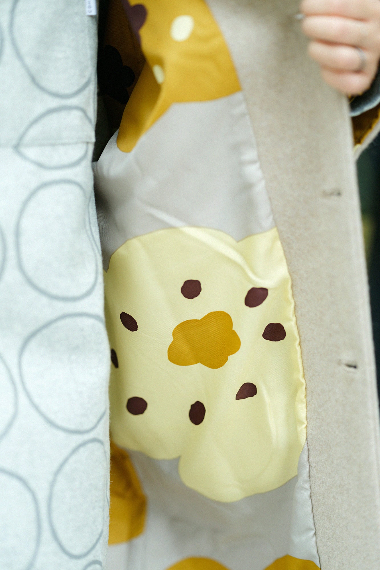 Wool Melton Naginata Sleeve Haori Long with Lining / Beige×Smile Beige