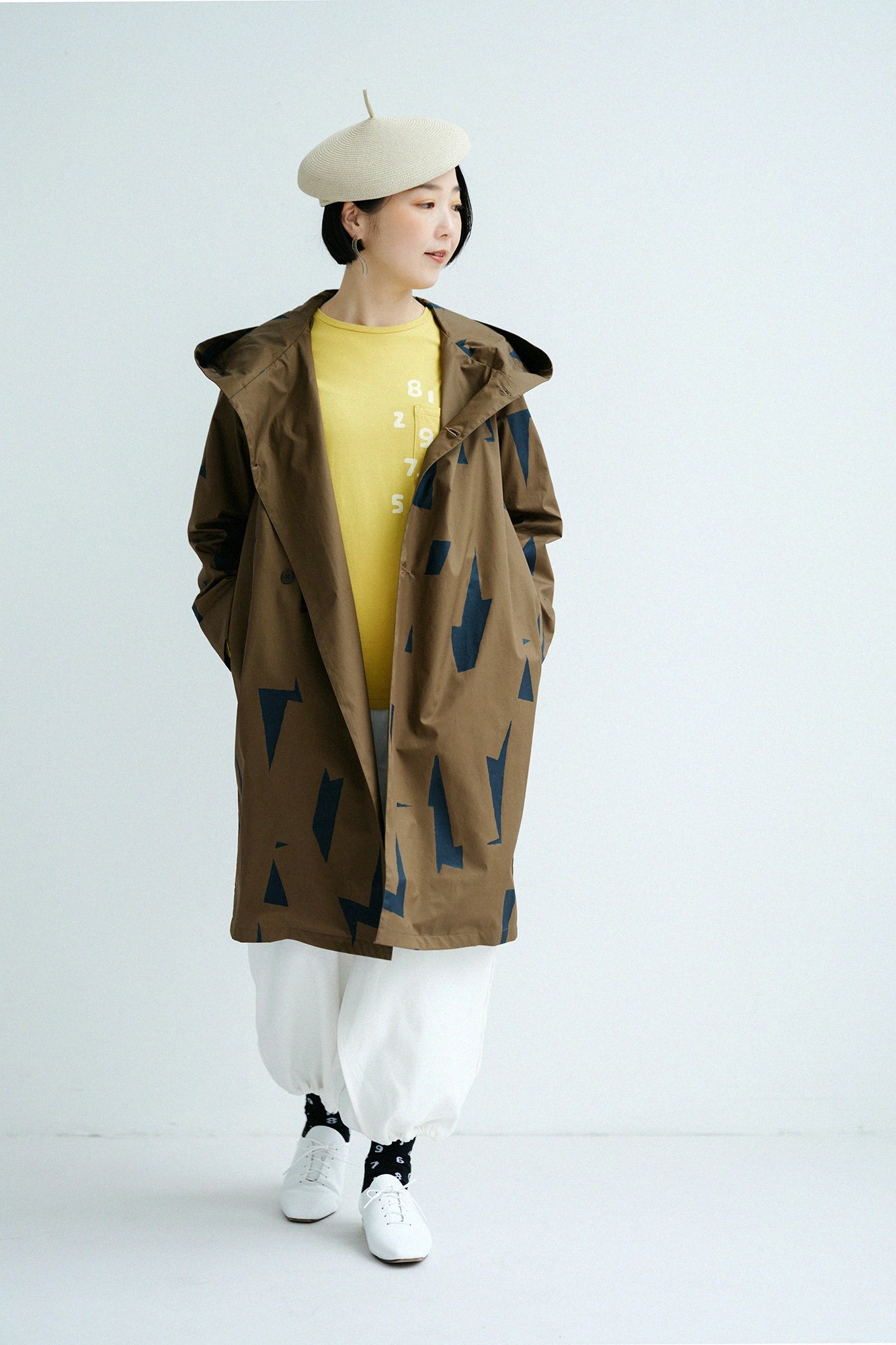 【Ships around 3/17】Plated Jersey Long-sleeved Pocket T-shirt / Yellow