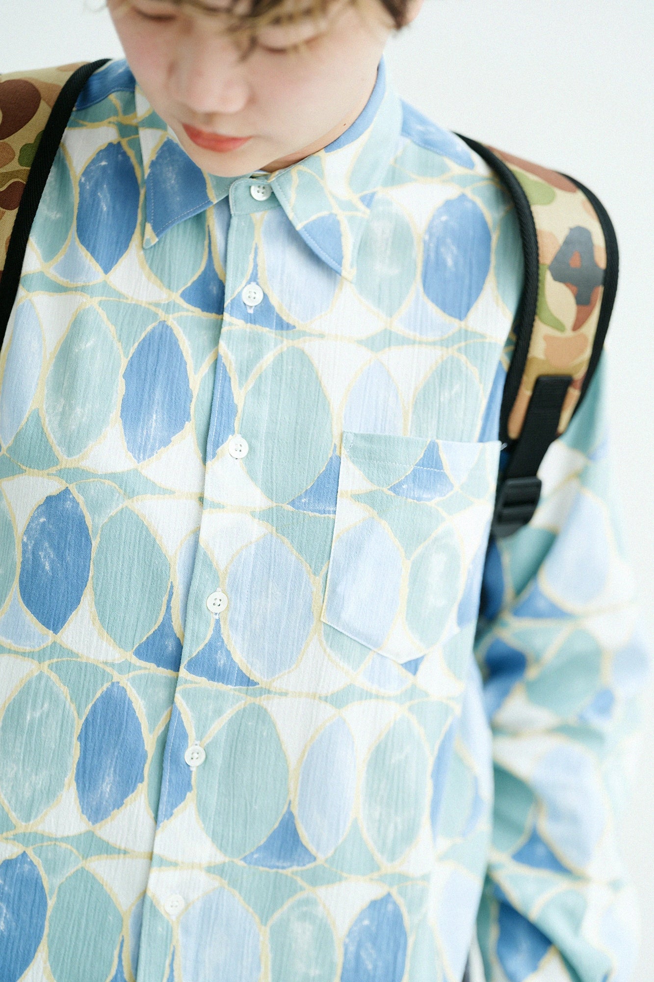 【3月10日頃発送予定】高島縮 20/20 シャツ／輪（わ）つなぎ 水影（みずかげ）