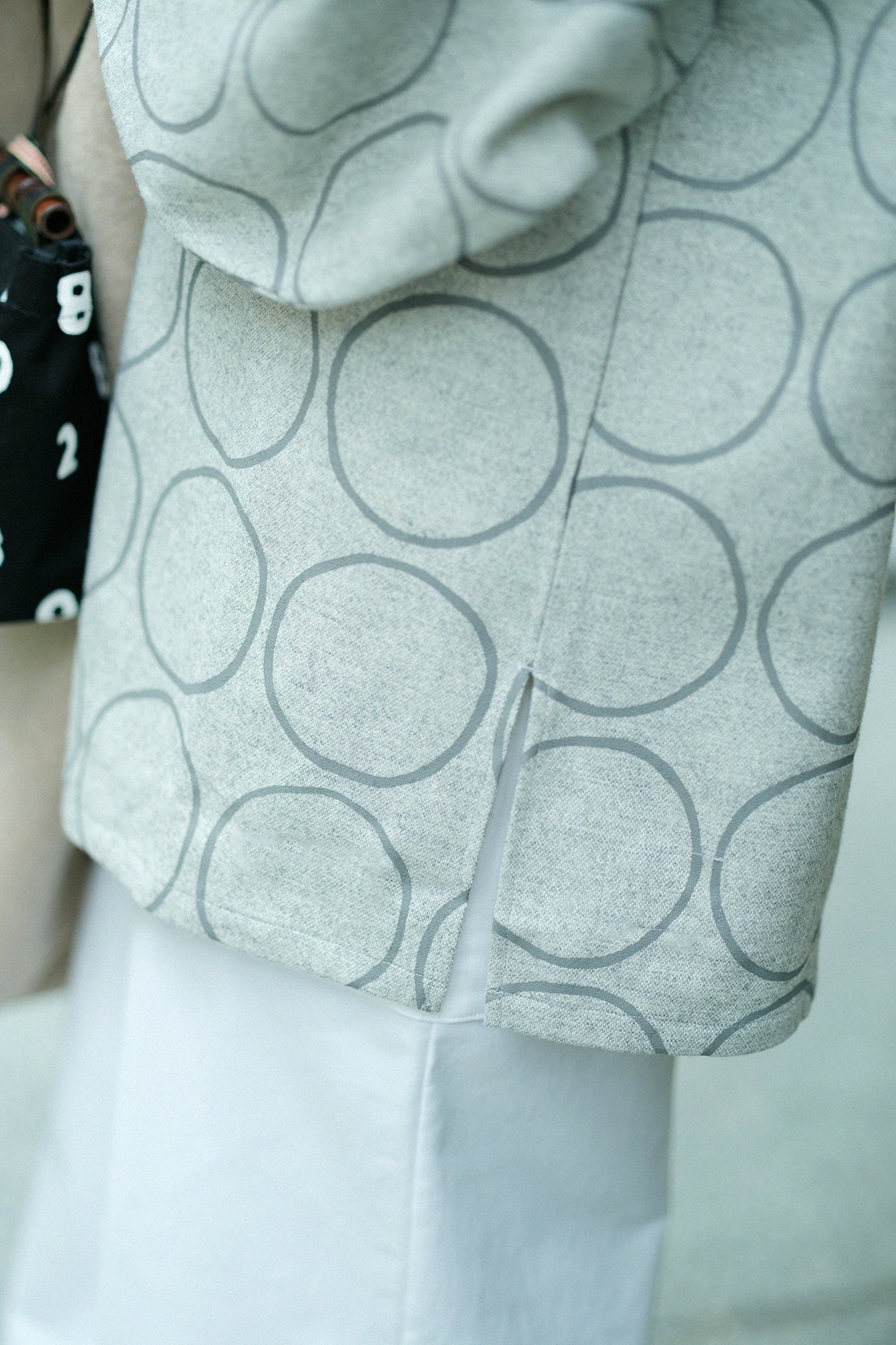 Tweed Naginata Sleeve Long Shirt / Circles and Blank Light Grey