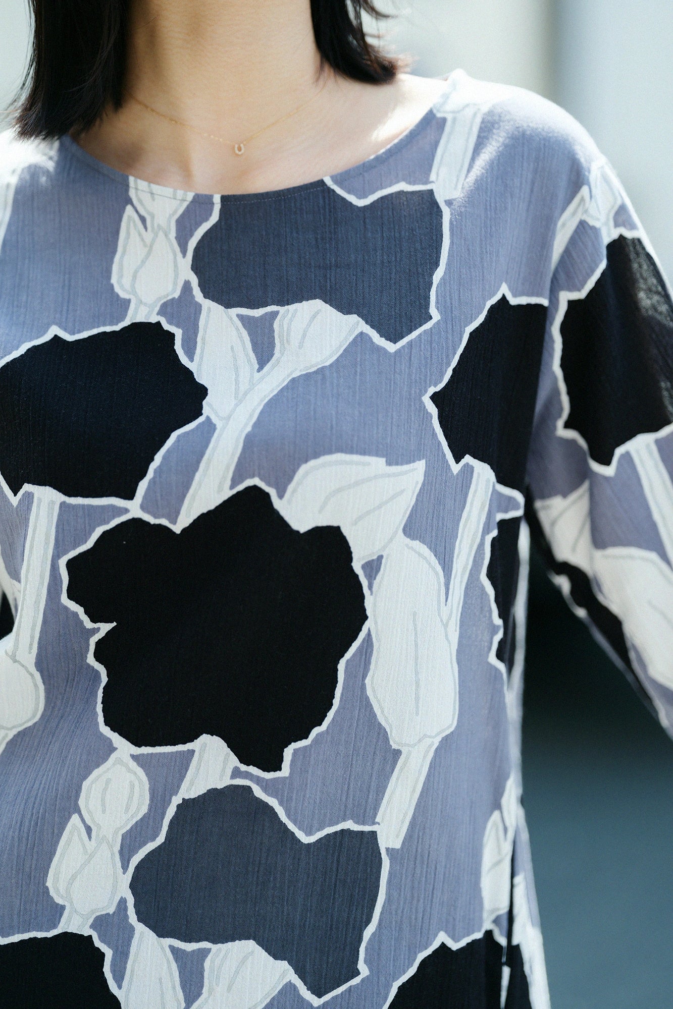 Chizimi Cotton 20/20 Elbow Length Sleeve Tunic／Lustrous