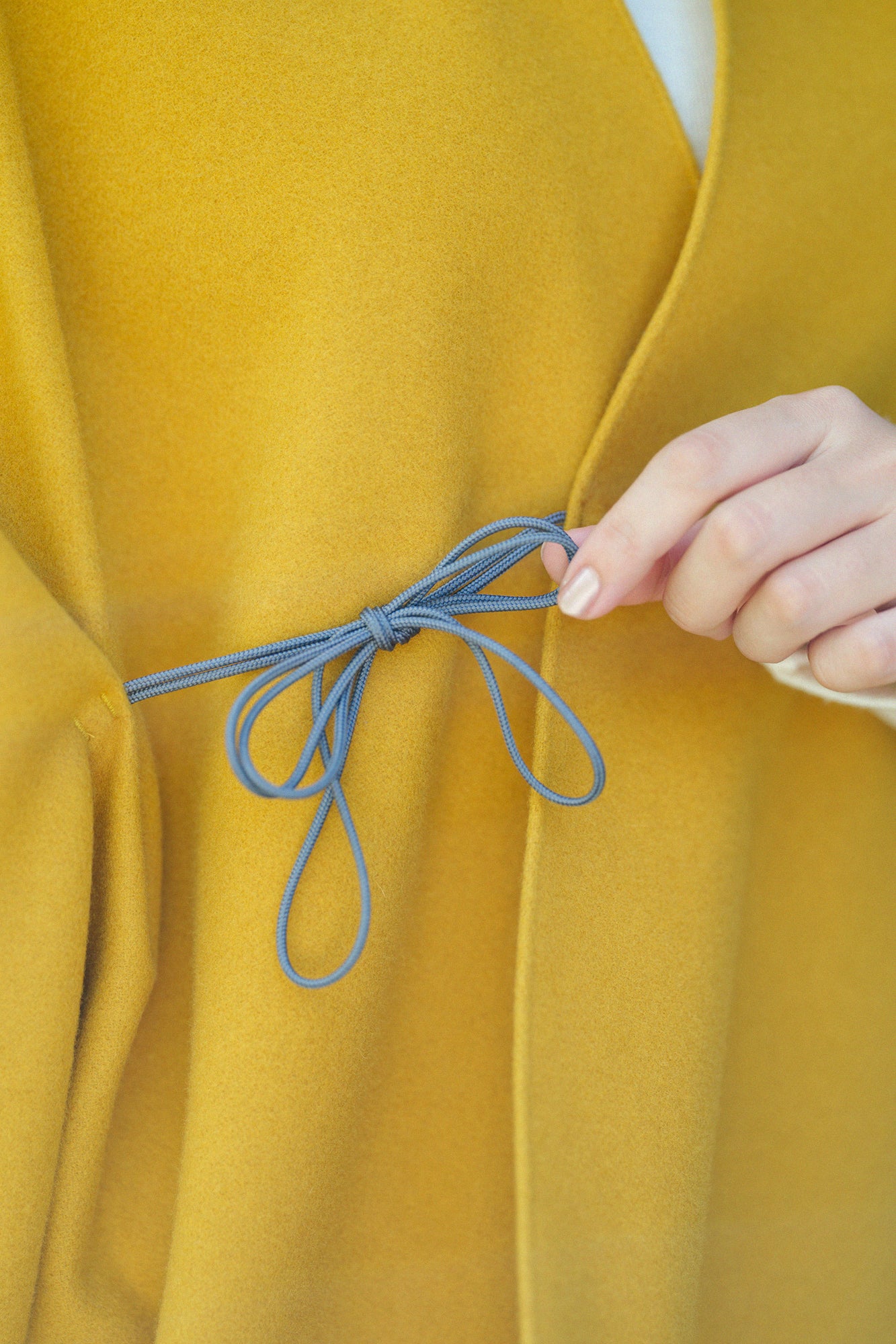 Wool Melton Kisaragi Poncho / Mustard