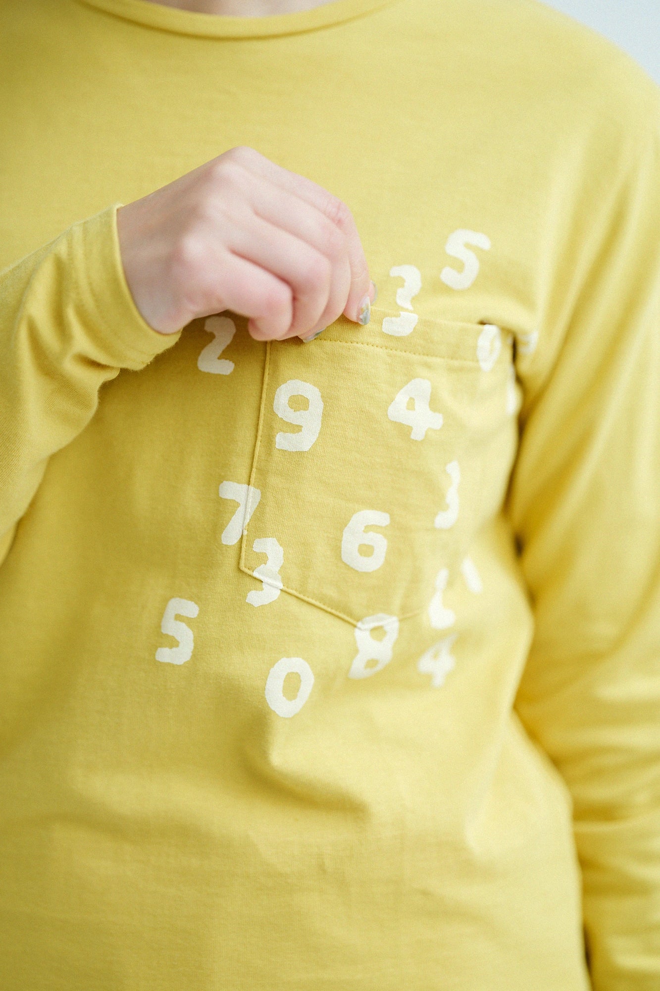 【Ships around 3/17】Plated Jersey Long-sleeved Pocket T-shirt / Yellow