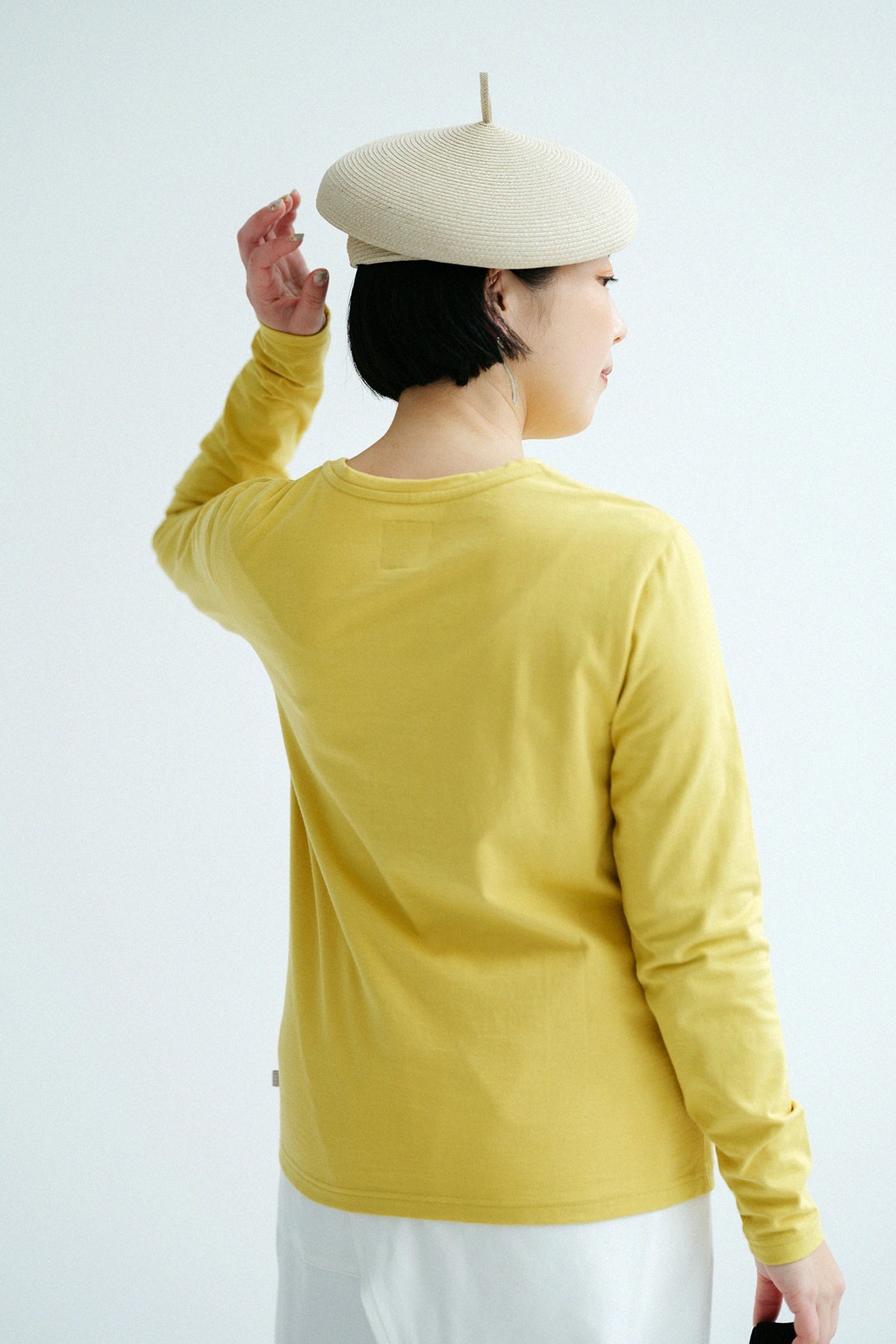 【Ships around 3/17】Plated Jersey Long-sleeved Pocket T-shirt / Yellow