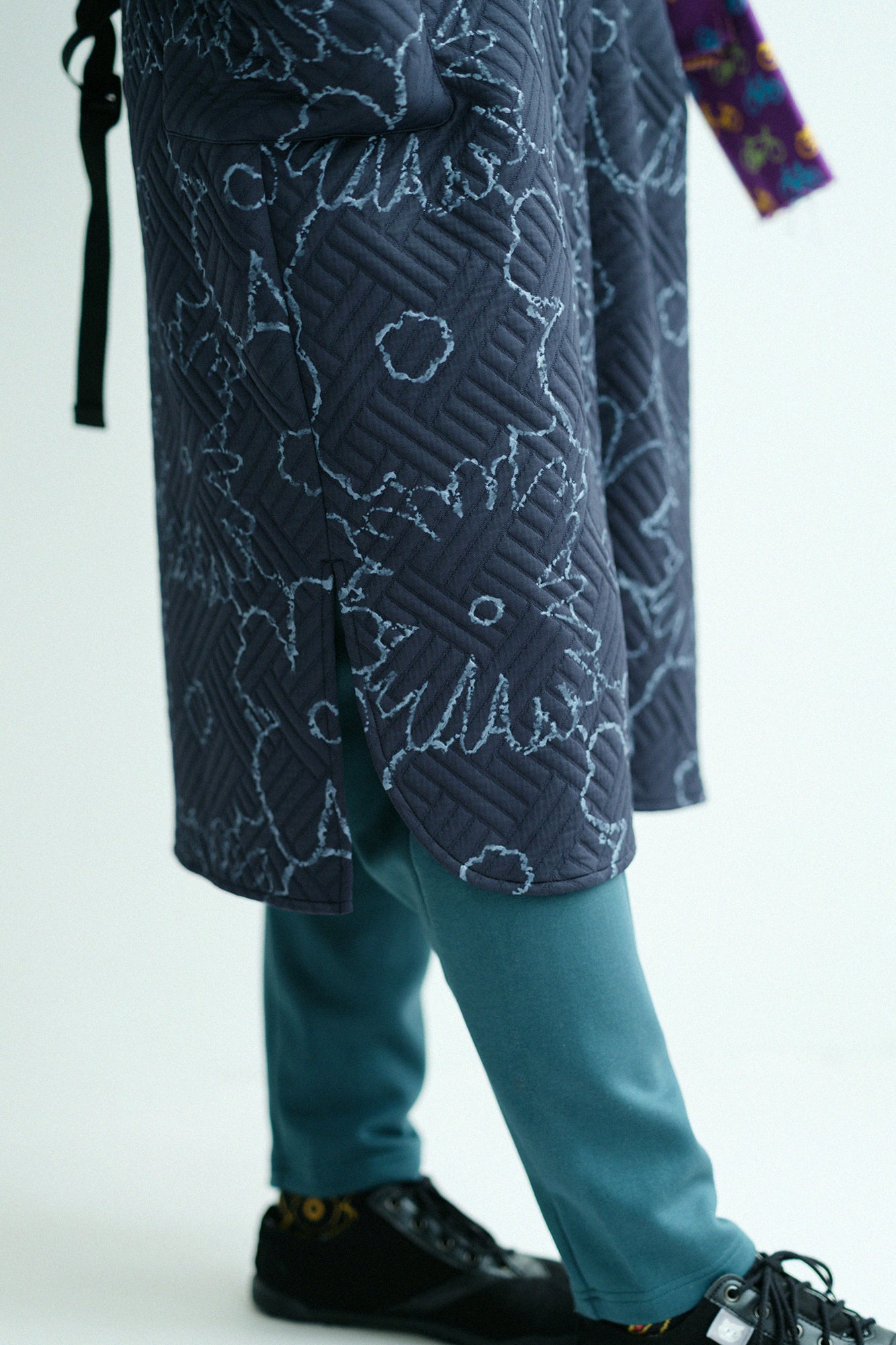 Quilting Jacquard SANPOOne-piece Dress／Oraka Graffiti Dark Navy