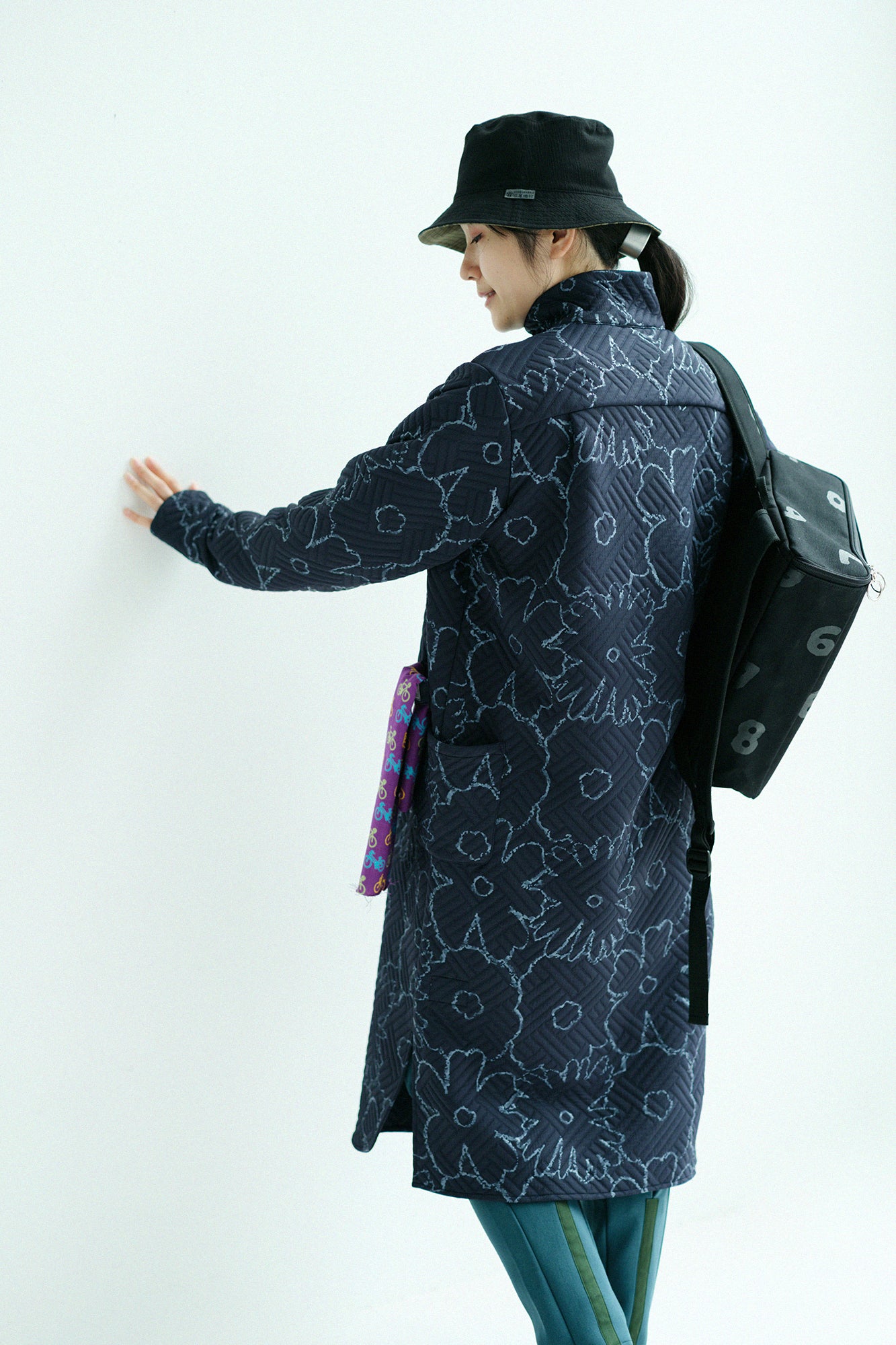 Quilting Jacquard SANPOOne-piece Dress／Oraka Graffiti Dark Navy