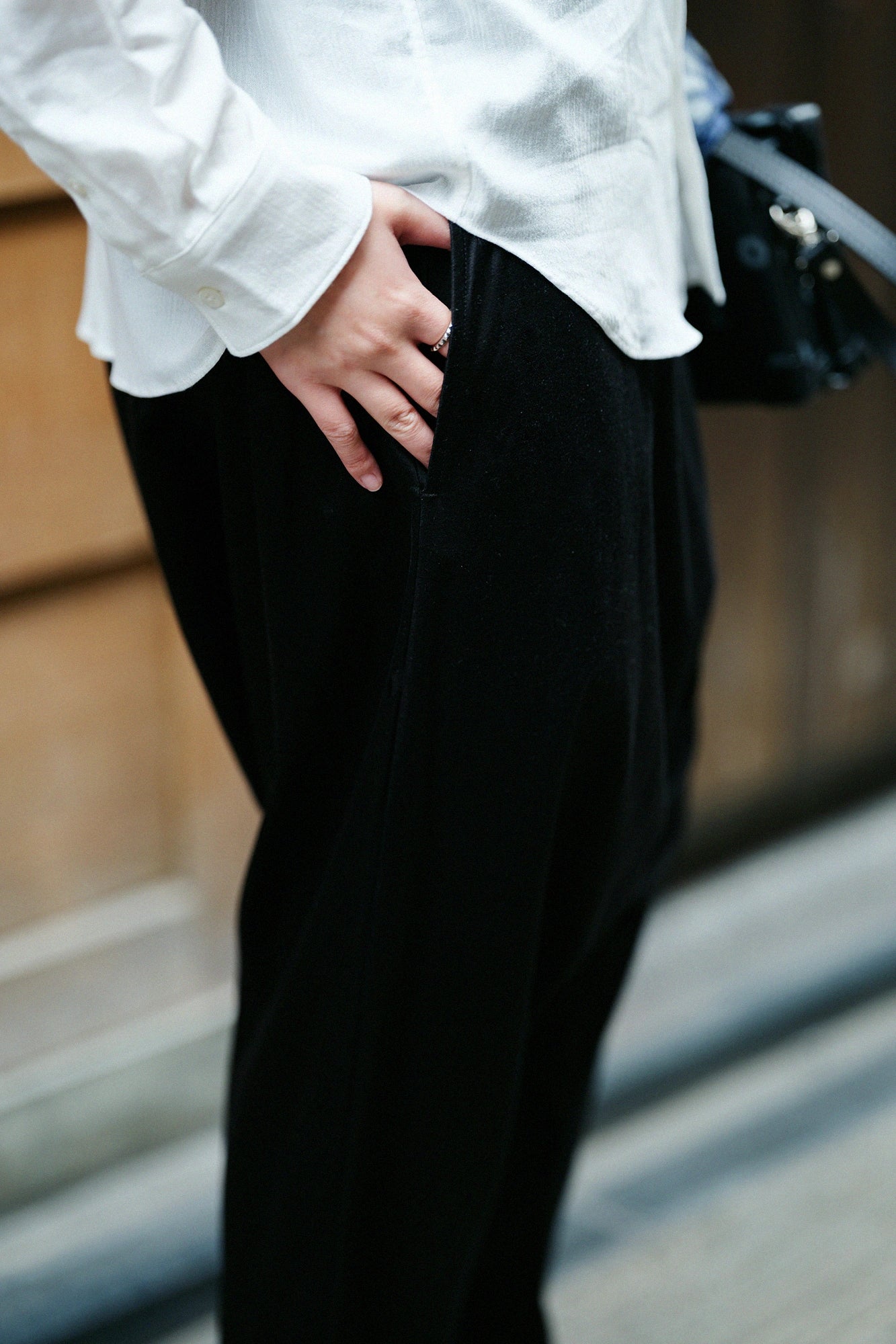 【3月17日頃発送予定】コットンキュプラ サルエルパンツ／ブラック