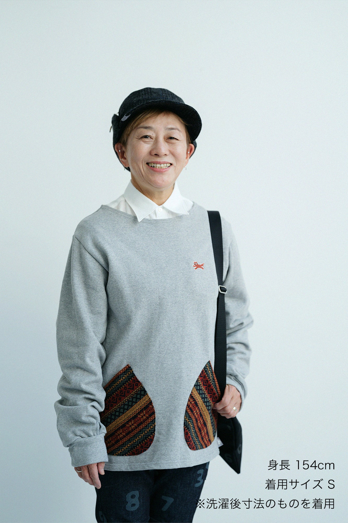 Fleece Boat Neck Sweat Shirt／Heather Grey×Terra Cotta JQ