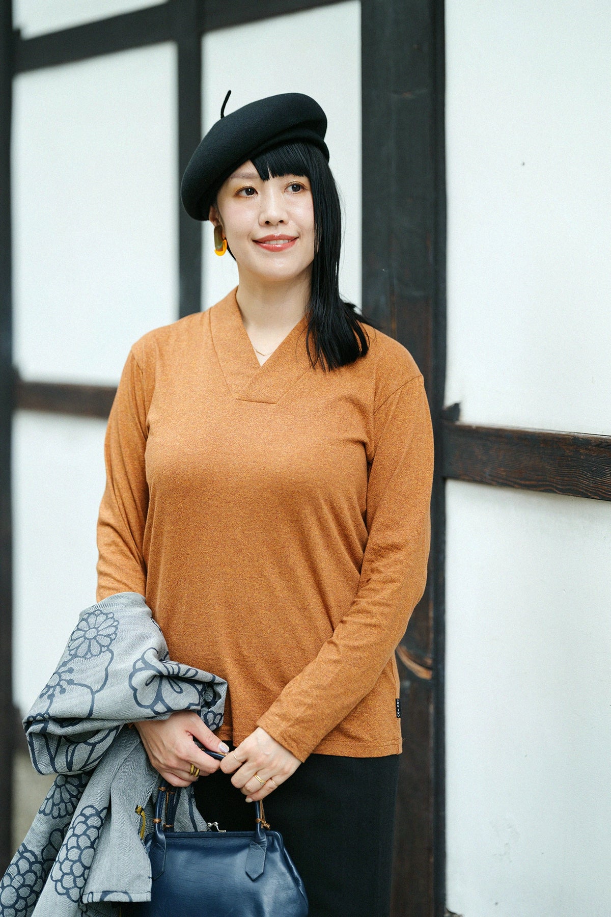 '身長：' 161cm,'着用サイズ：'S,'※洗濯後寸法のものを着用'

