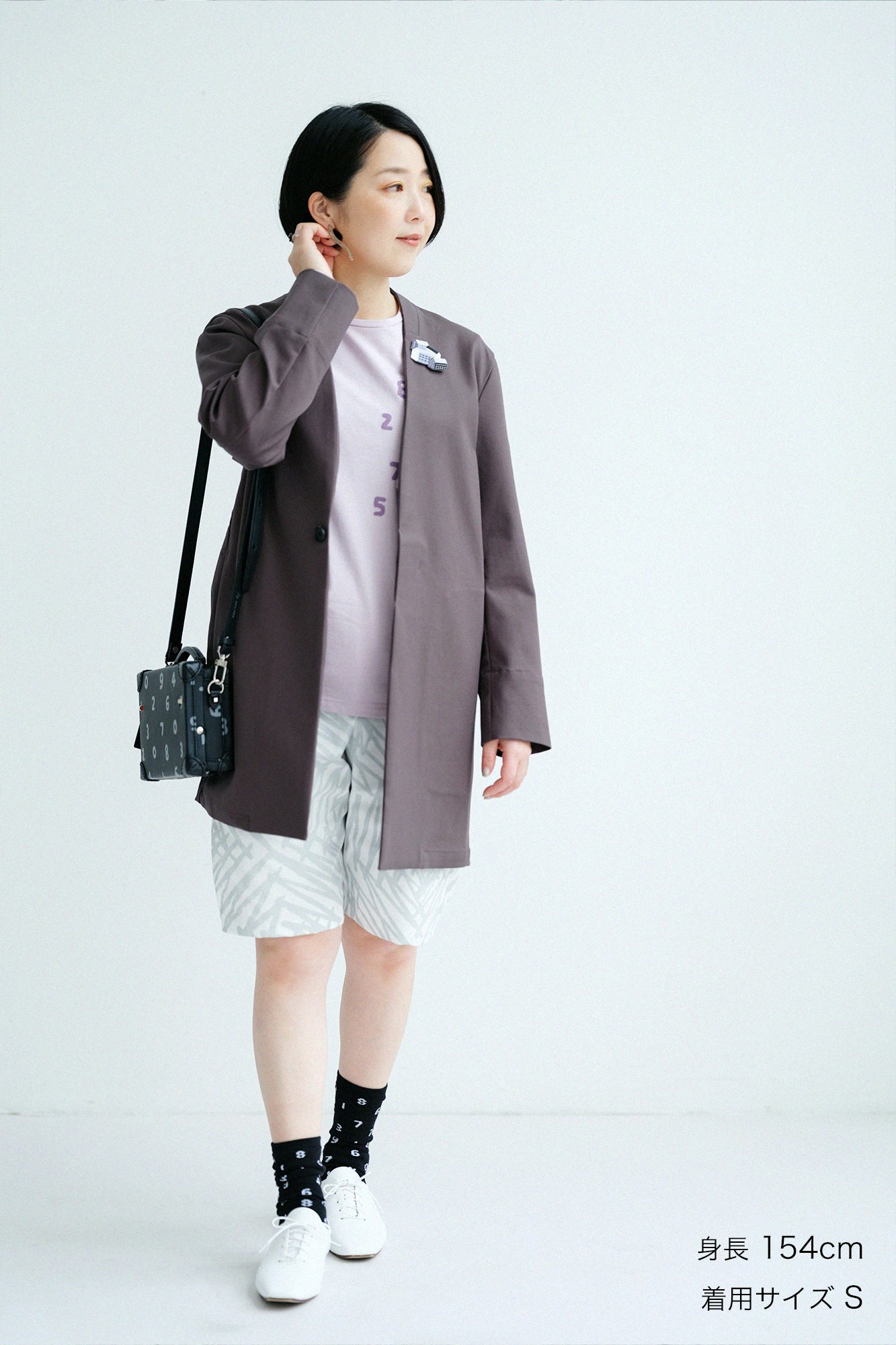 【3월 17일경 발송 예정】더블 크로스스트레치 노칼라자켓/다크 그레이