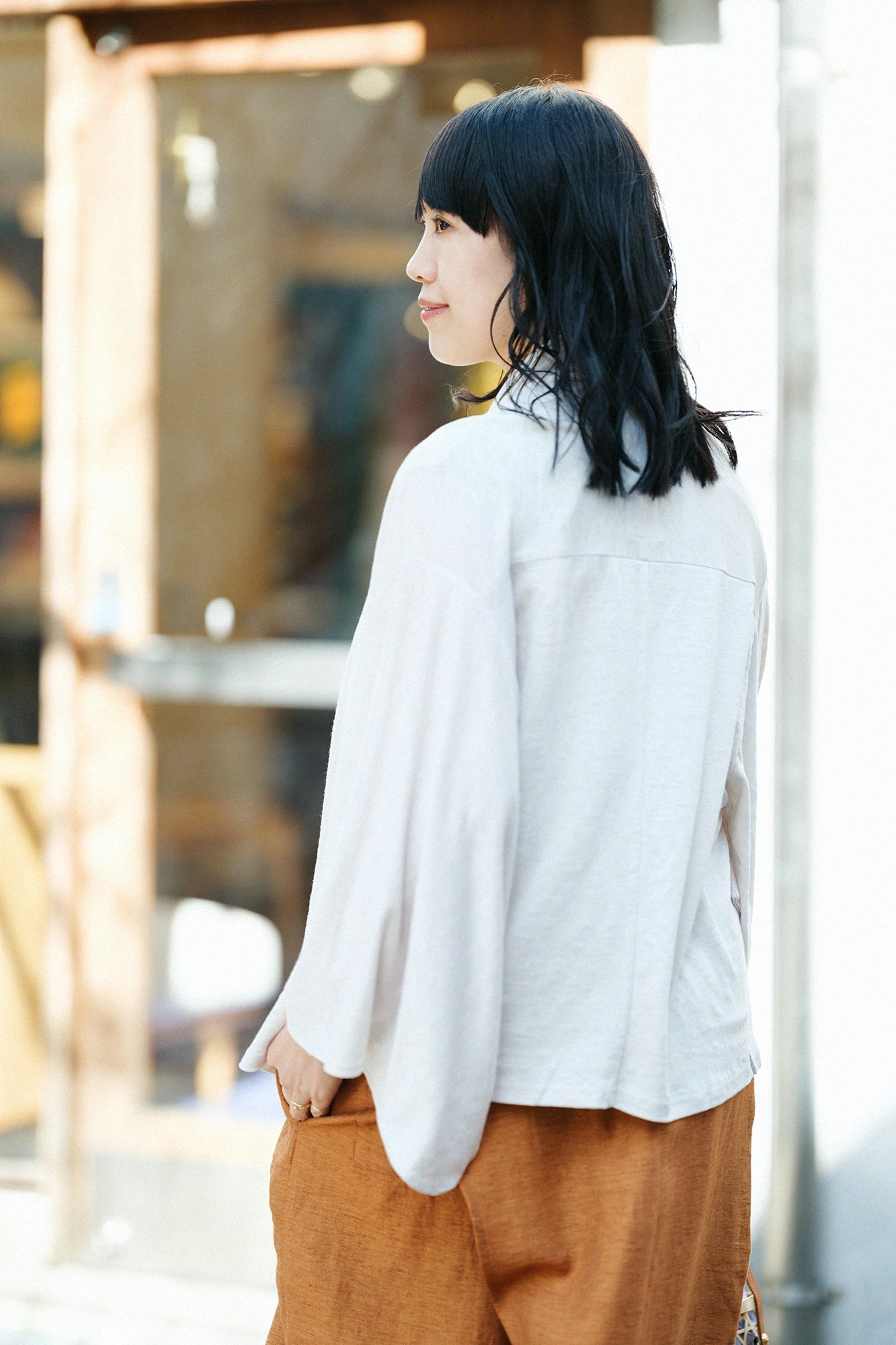 【Ships ard. 4/21】Linen Kimono Sleeve Cardigan Short Length / Ivory