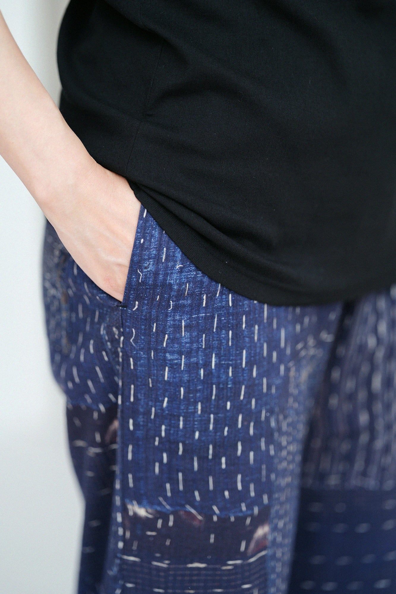 【Ships ard. 7/7】Chizimi Cotton 20/20 Wide Pants／BORO Ⅲ IJ