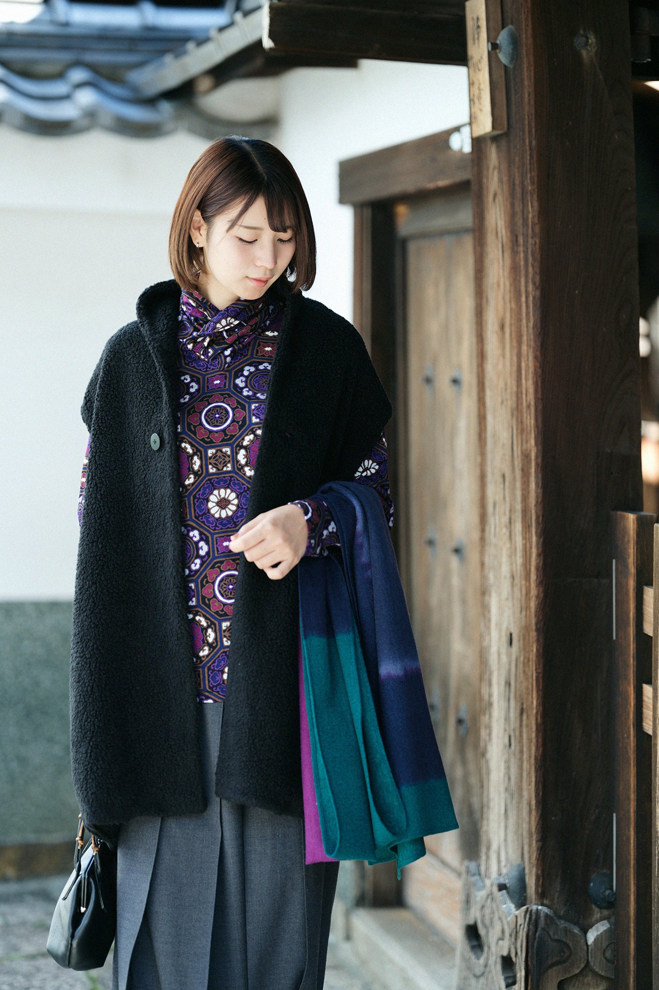 Boa Saya Vest with Lining / Black×Imayo