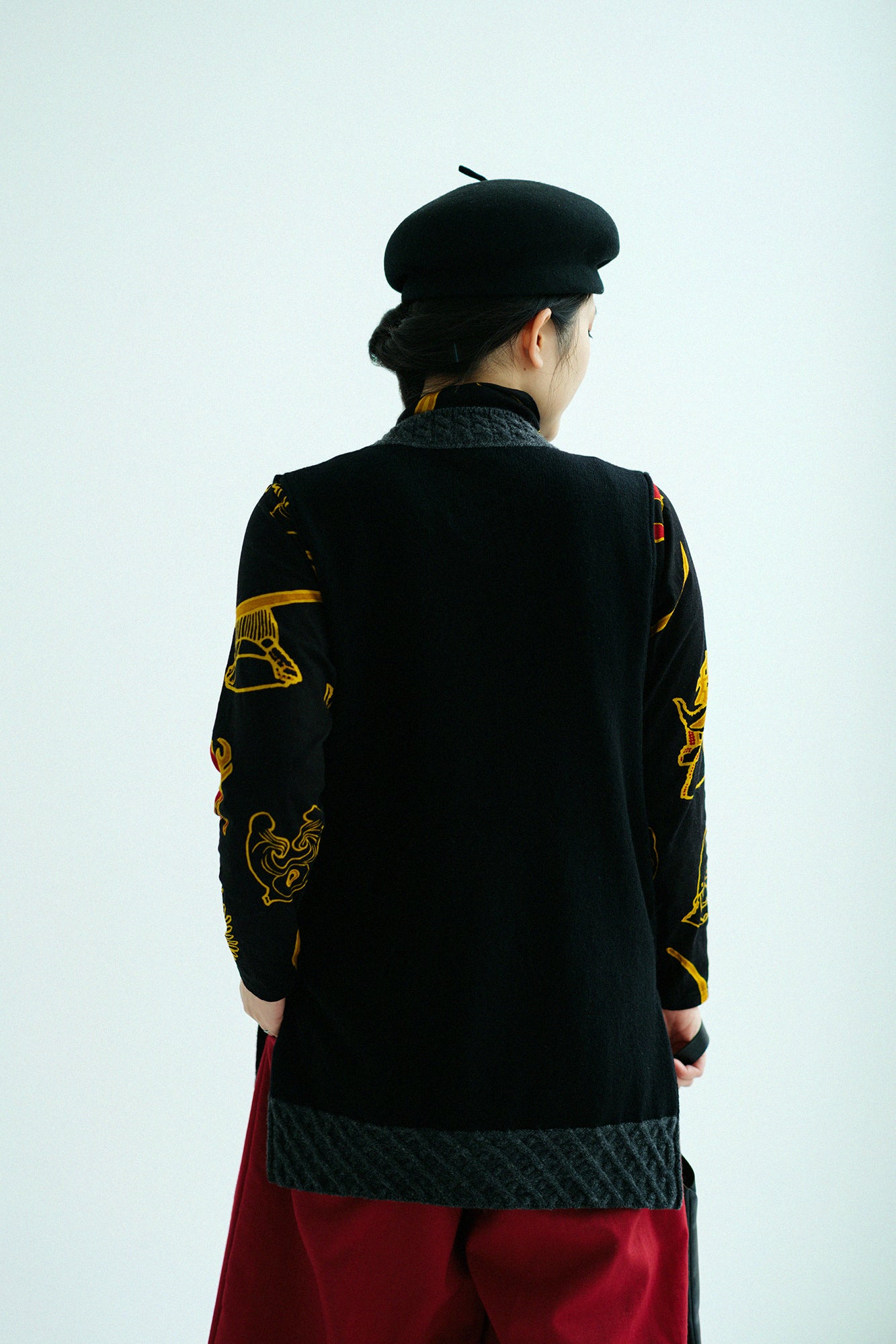 SOU・SOU×ALPHA Lamb Wool Chou-fuku Vest / Black×Dark Grey