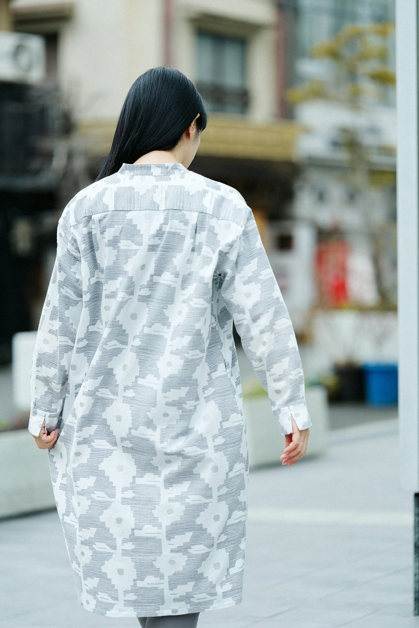 【3月17日頃発送予定】高島縮 20/20 グランシャツワンピース／しじま