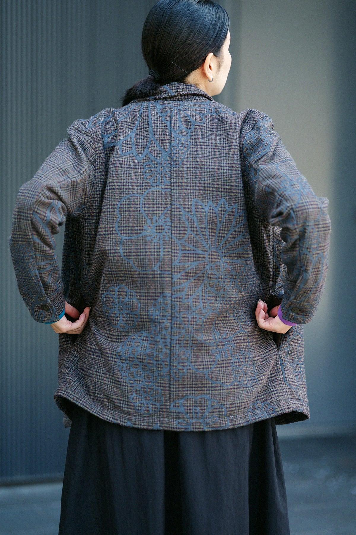'身長：'162cm,'着用サイズ：'S,'※洗濯後寸法のものを着用',左上 
