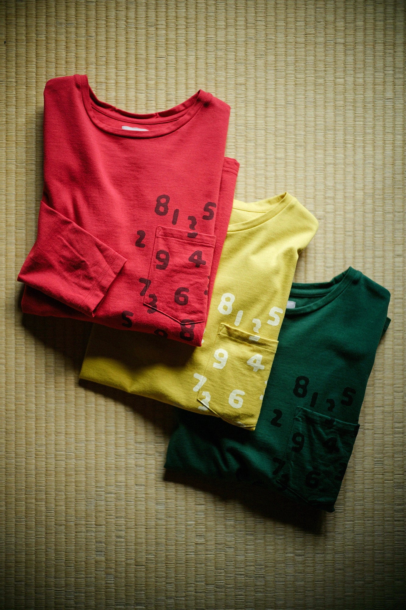 【Ships around 3/17】Plated Jersey Long-sleeved Pocket T-shirt / Yellow