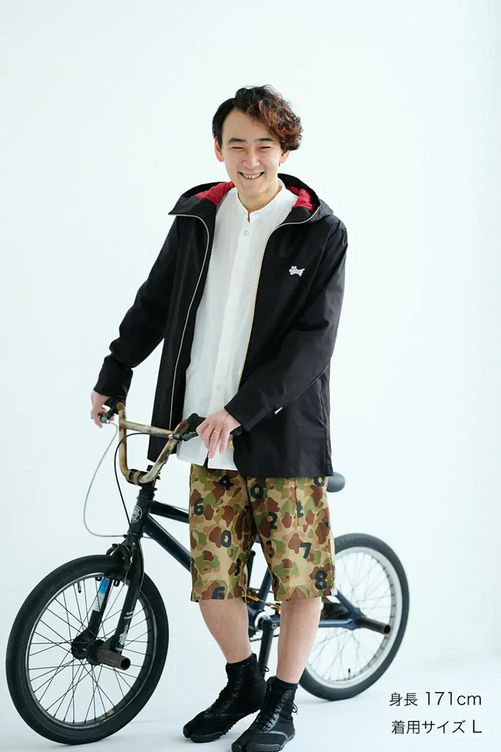 린넨 트윌 BIKE 반바지／duck hunter camo SO-SU-U 공오배자색(우츠후시이로) 