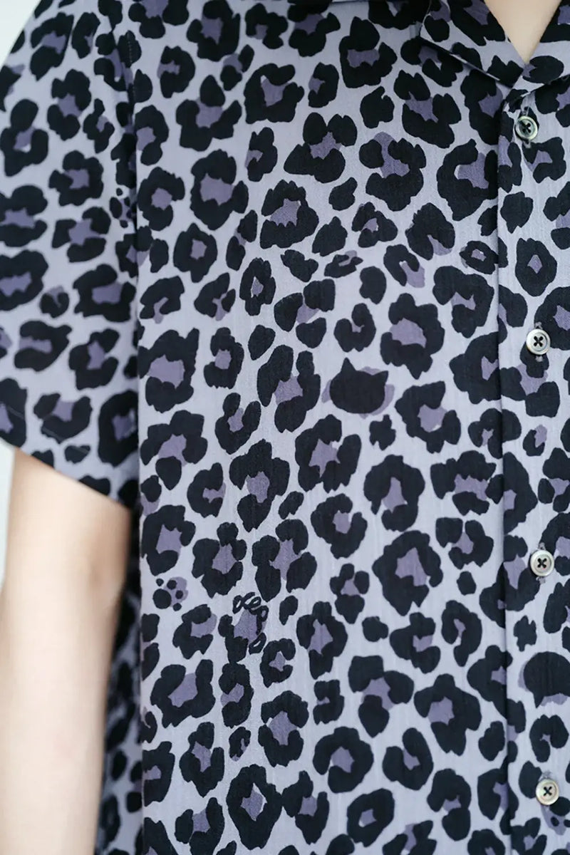 타카시마치지미 20/20 오픈칼라 셔츠/depo leopard Midnight 