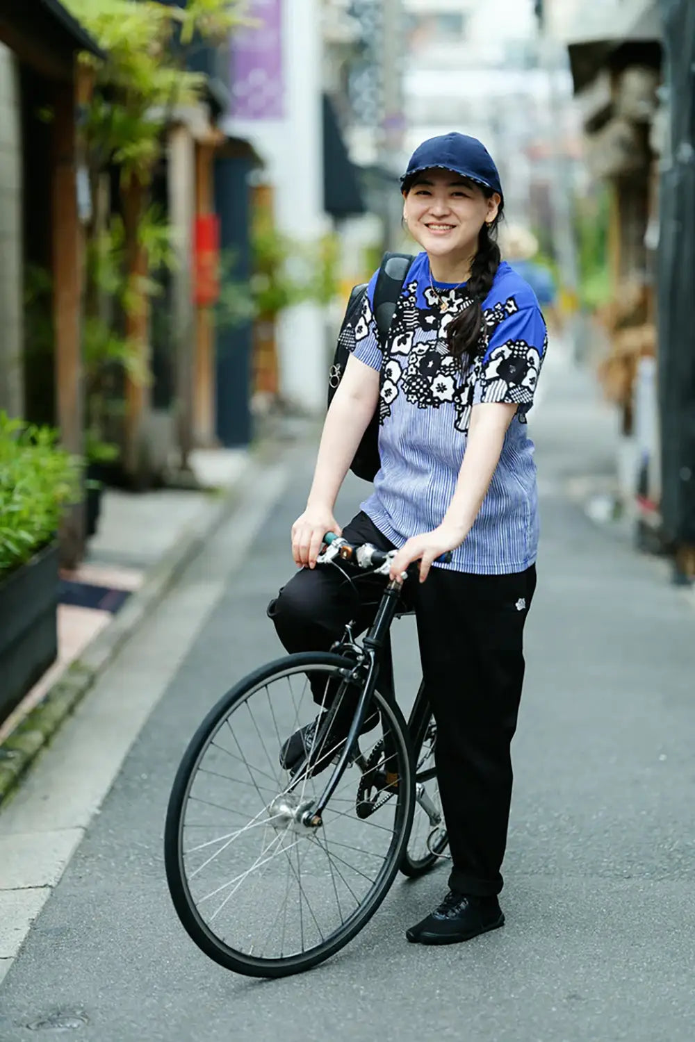 【6月30日頃発送予定】高島縮 40/40 半袖Tシャツ／花くすだま