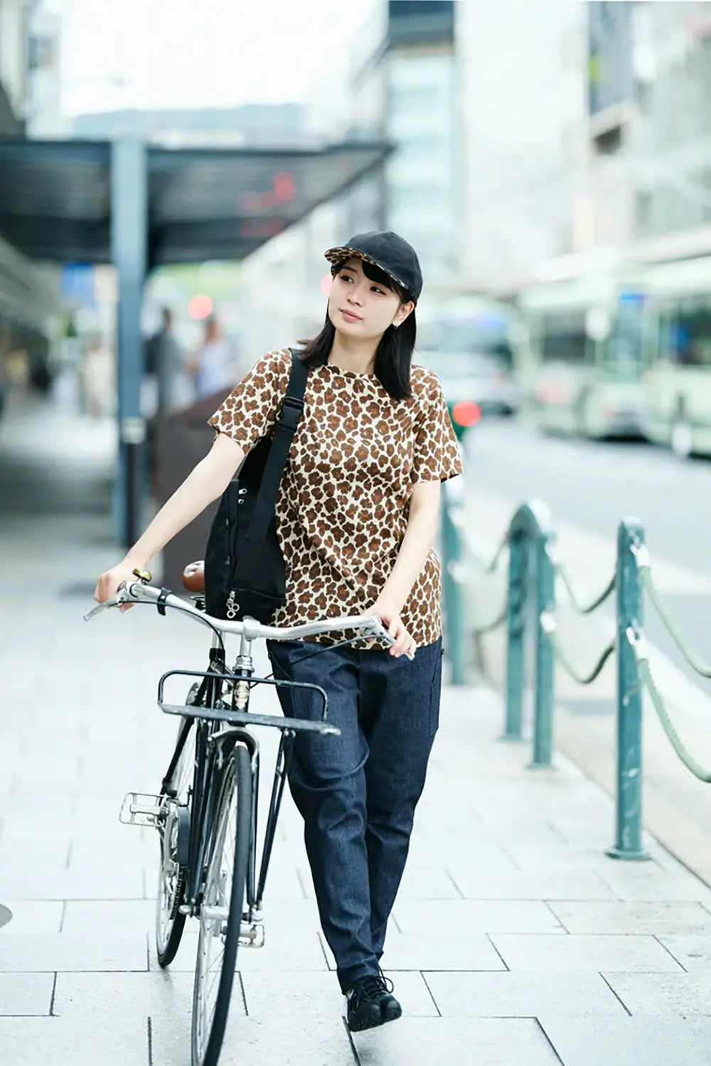 【6月30日頃発送予定】高島縮 40/40 半袖Tシャツ／depo leopard Daylight