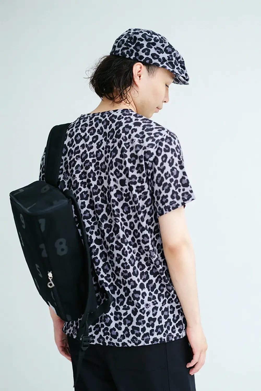 【6月30日頃発送予定】高島縮 40/40 半袖Tシャツ／depo leopard Midnight